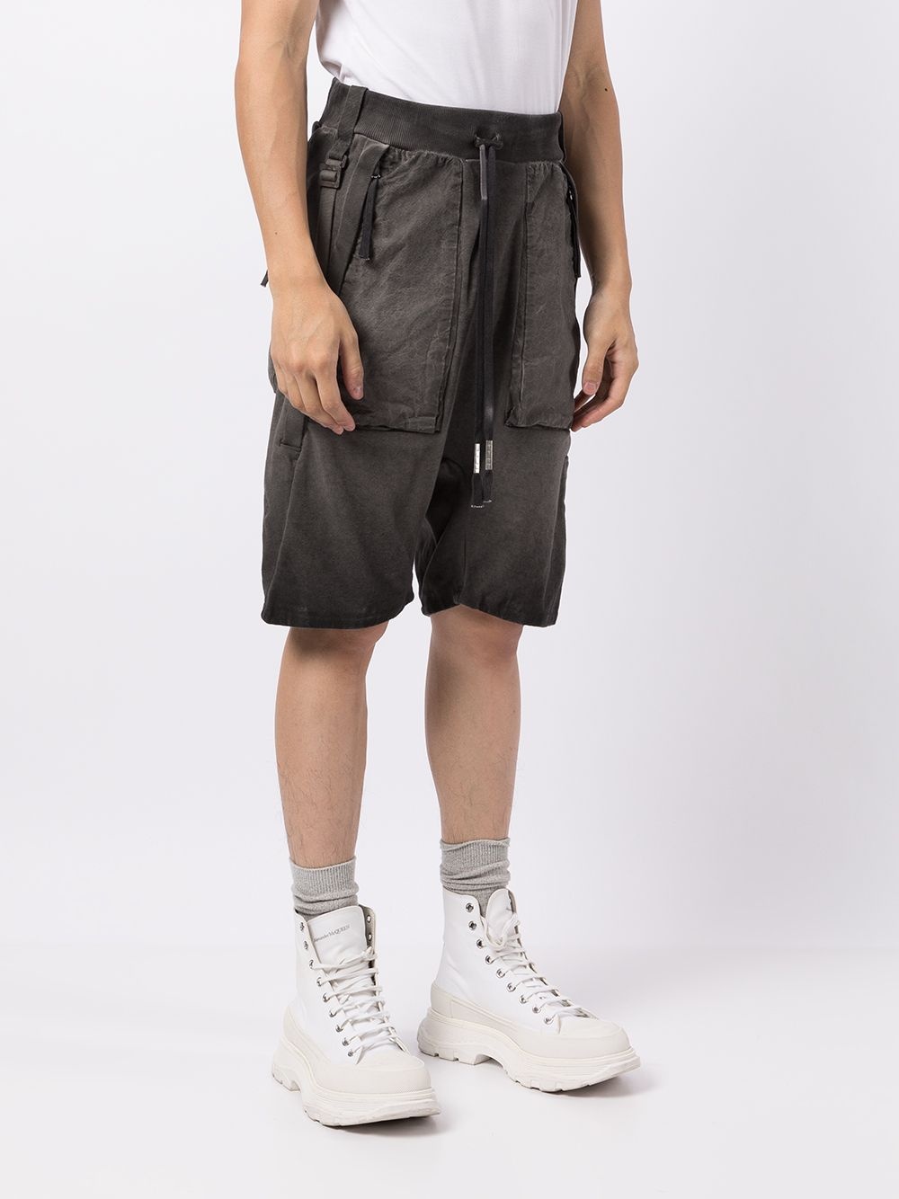 stonewashed cargo track shorts - 3