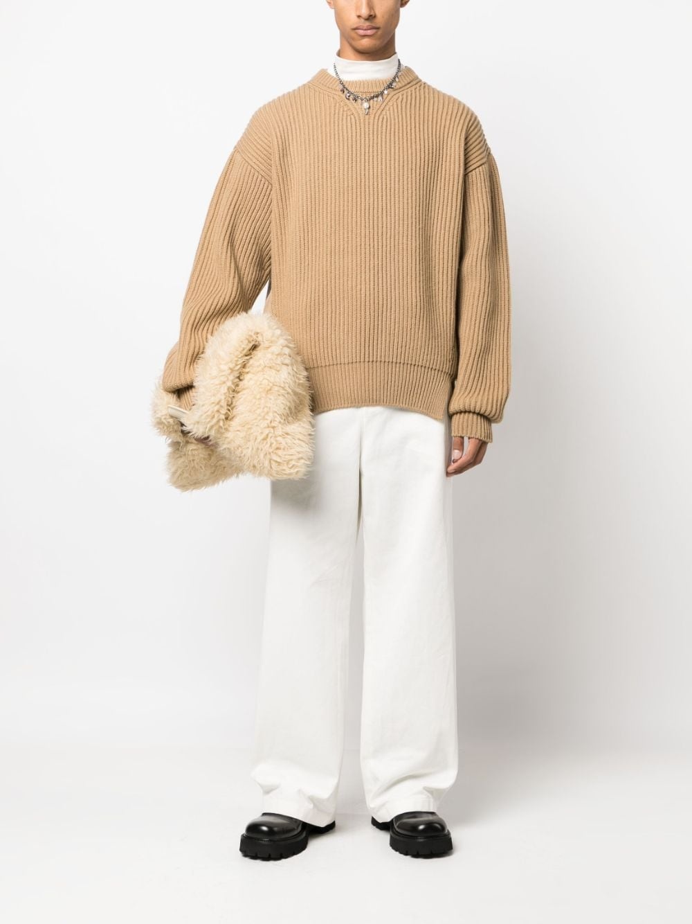 crew-neck ribbed-knit jumper - 2