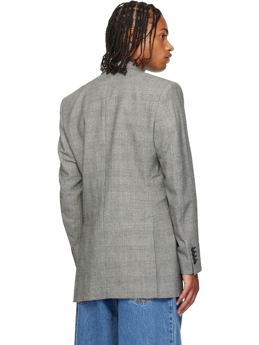 Gray Fitted Zip Tailored Blazer - 3