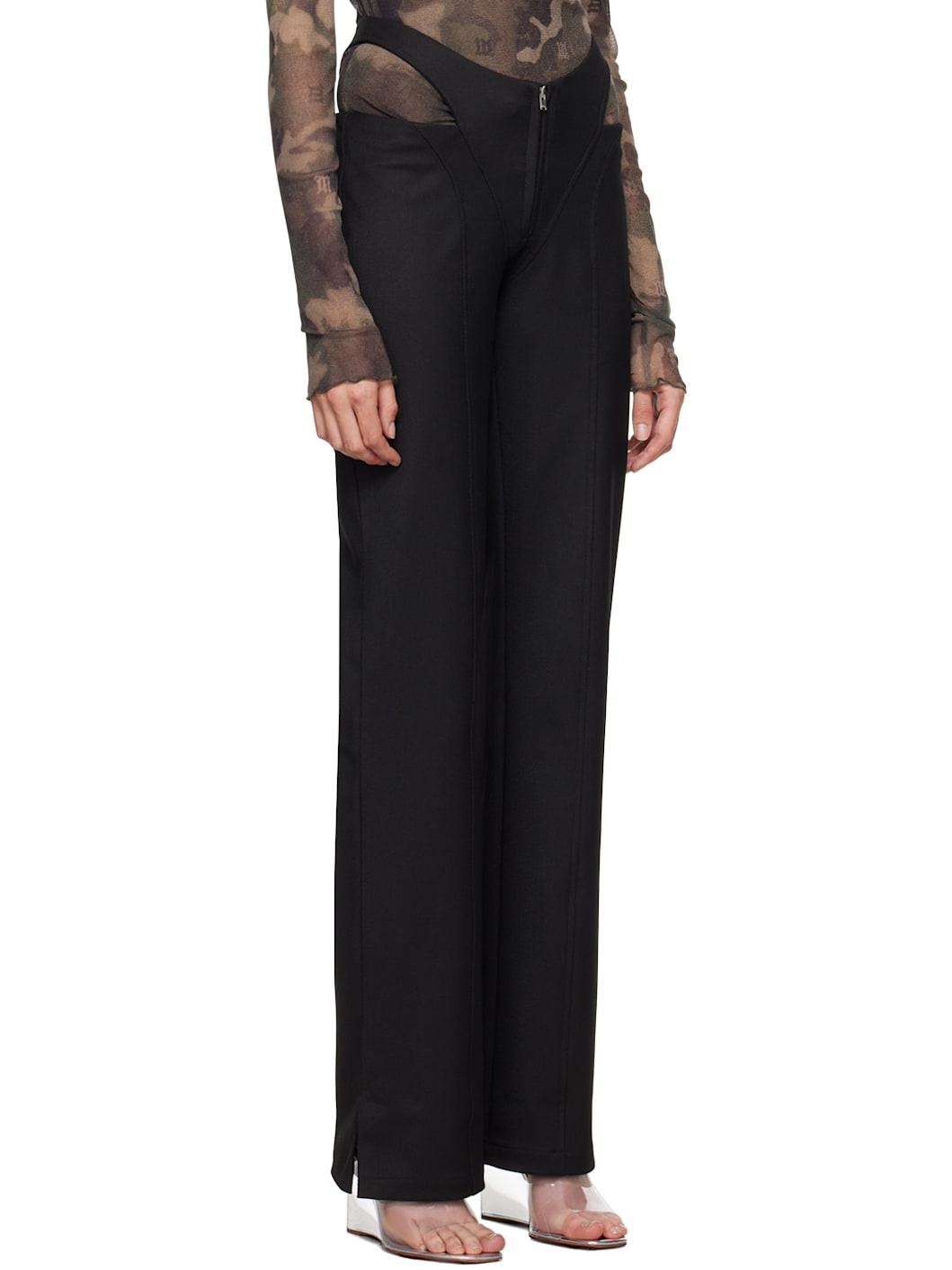 Black Cutout Trousers - 2