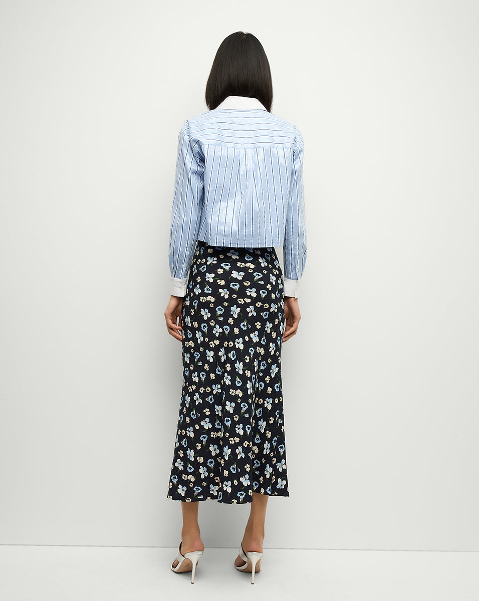 CLOVER STRETCH-SILK FLORAL SKIRT - 6