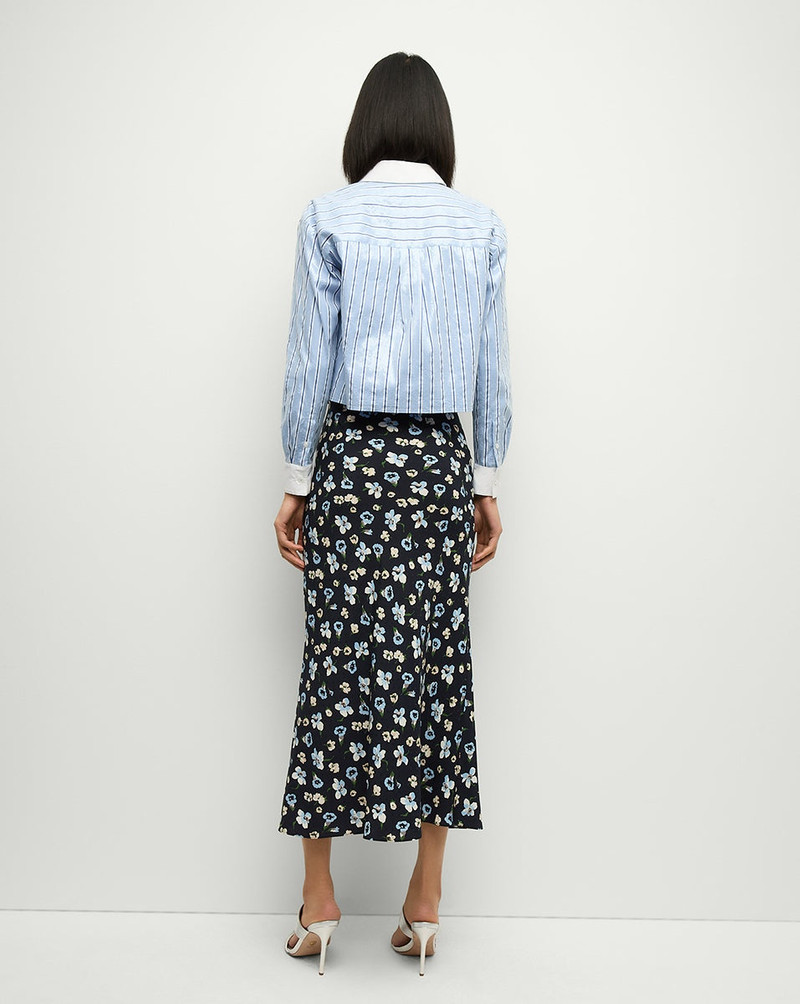 CLOVER STRETCH-SILK FLORAL SKIRT 6