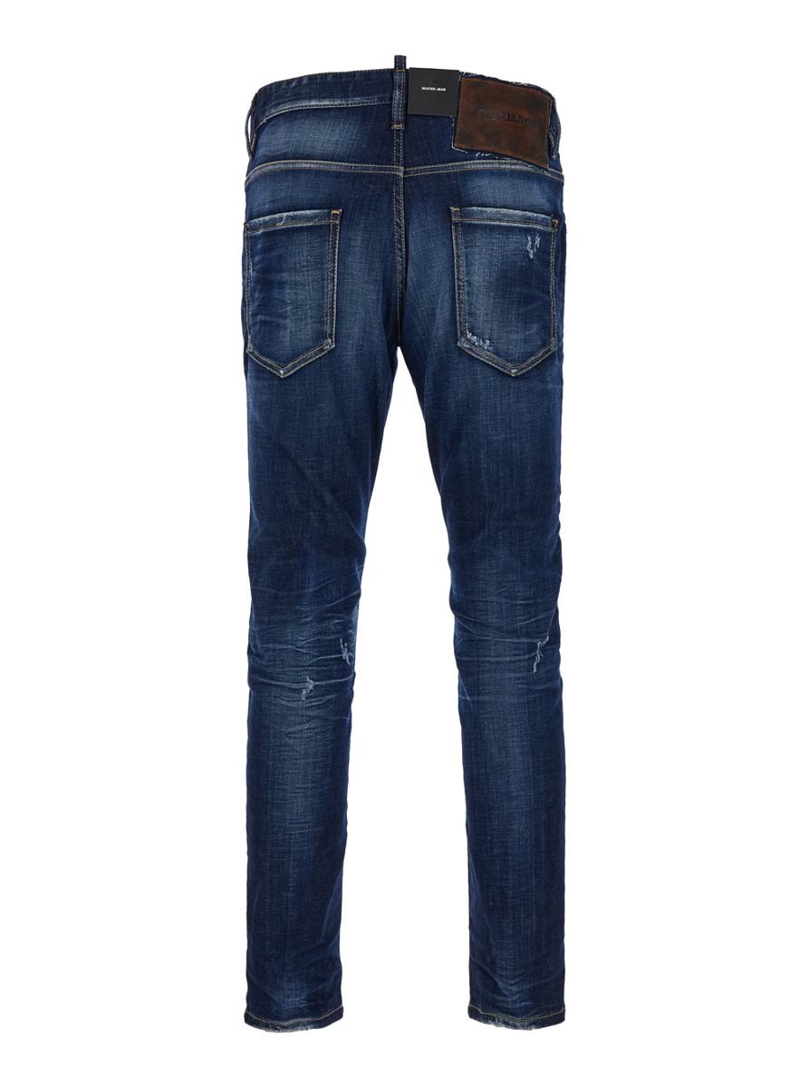 Dsquared2 'SKATER' BLUE FITTED JEANS WITH LOGO PATCH IN STRETCH COTTON DENIM MAN - 2