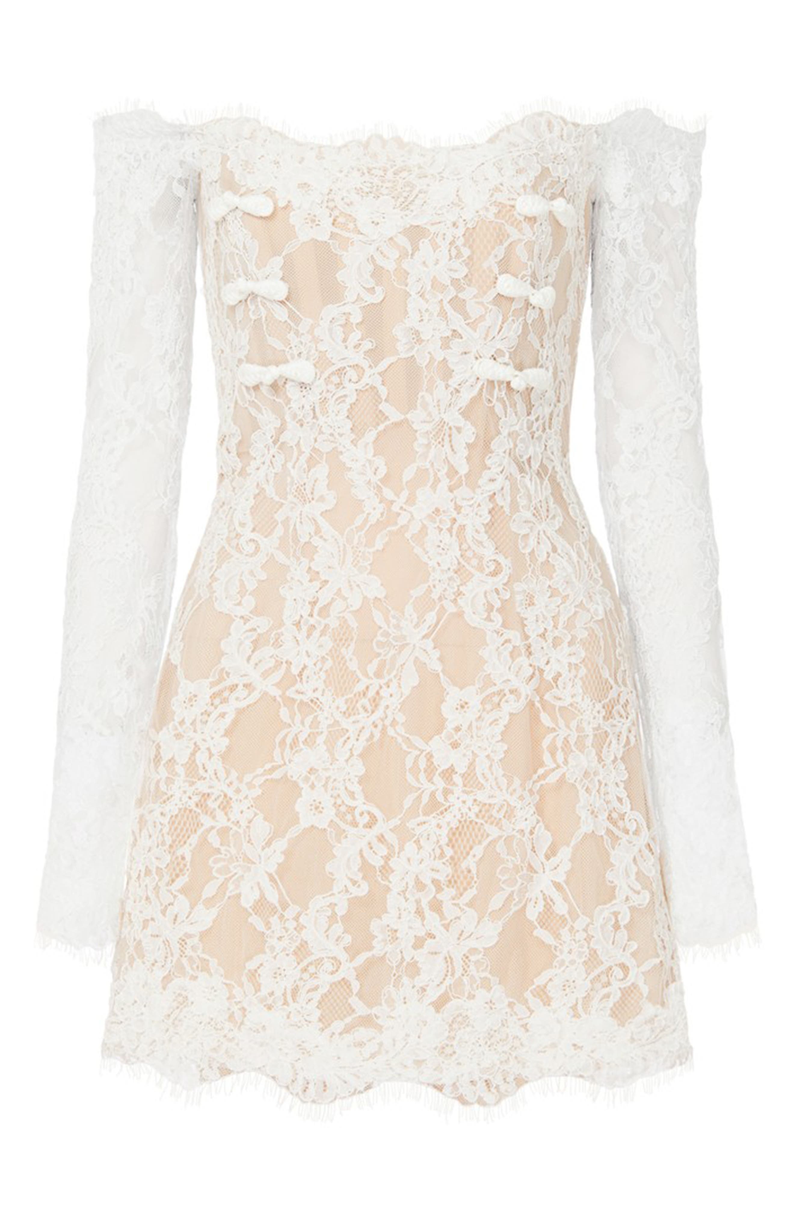 SAU LEE Rachael Off the Shoulder Lace Minidress in White at Nordstrom - 4