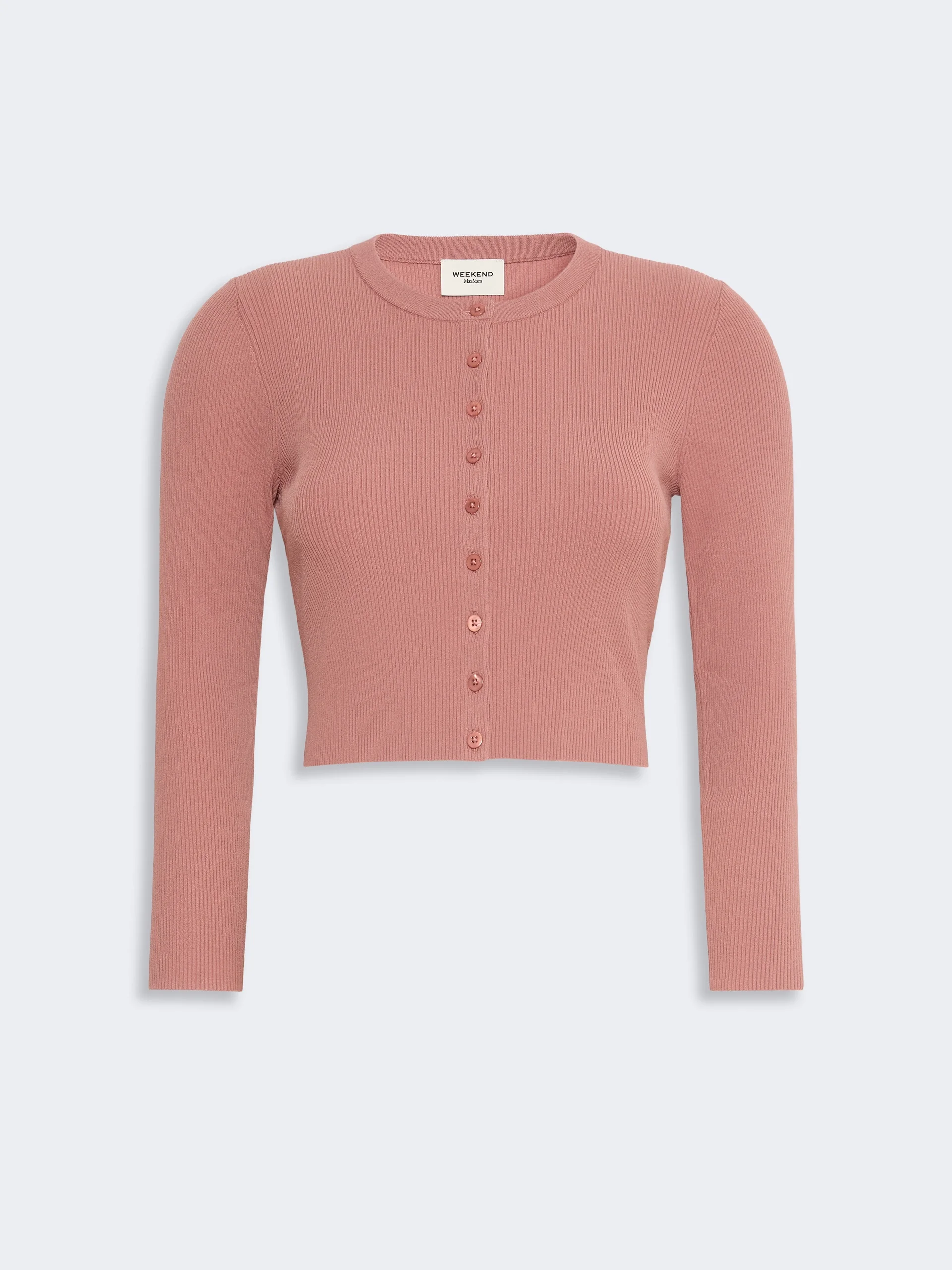 TENNIS Fine rib-knit viscose yarn cardigan - TERRA COTTA - 1