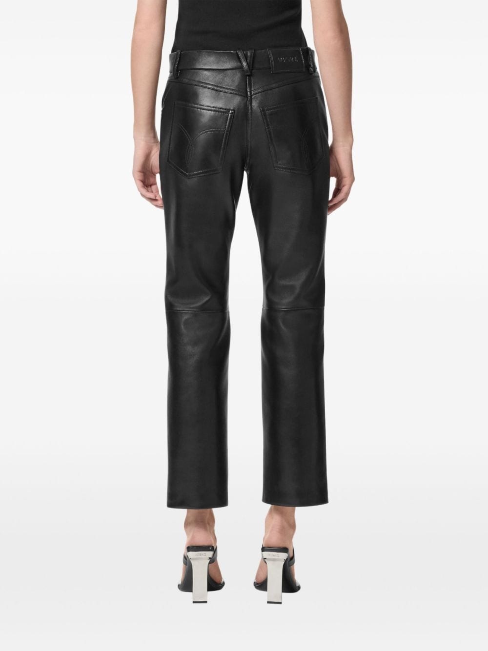 leather straight trousers - 4