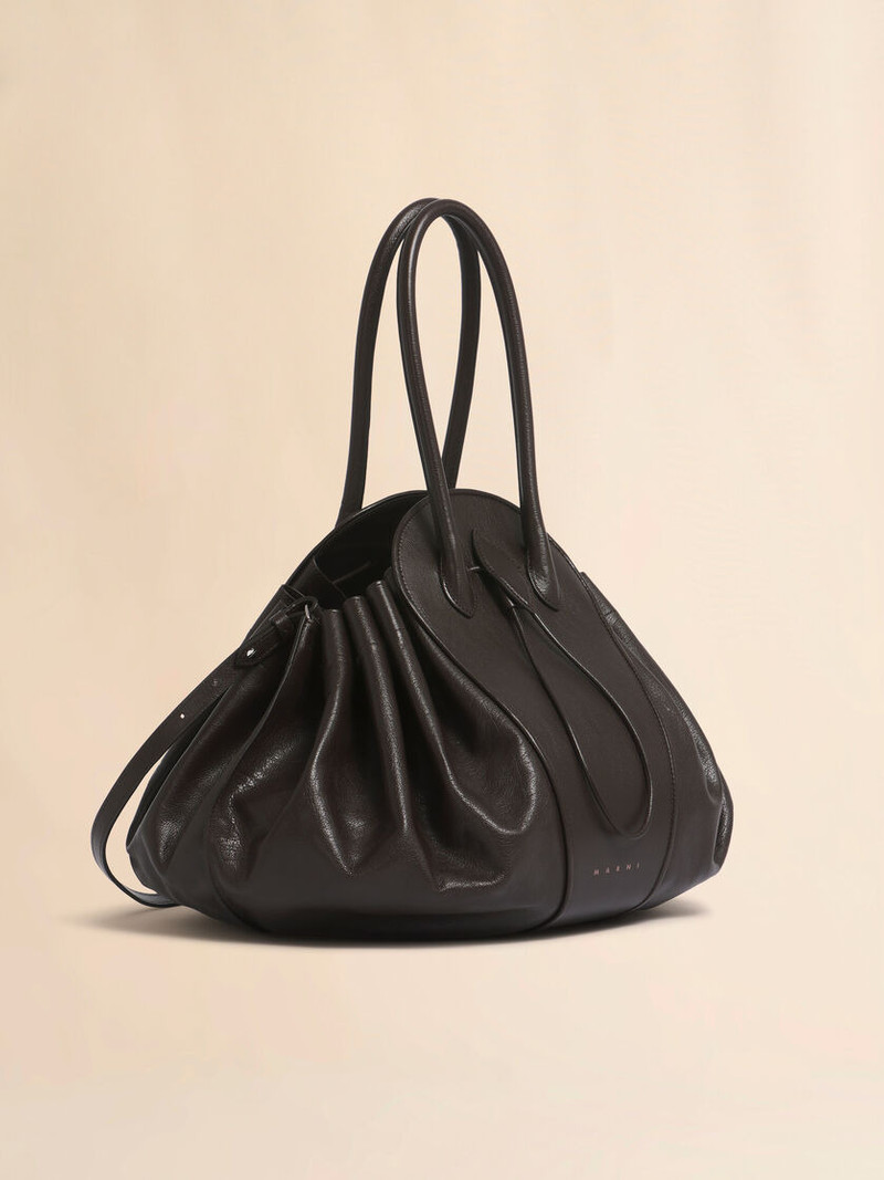 BROWN LEATHER TULIPEA LARGE HANDBAG 6