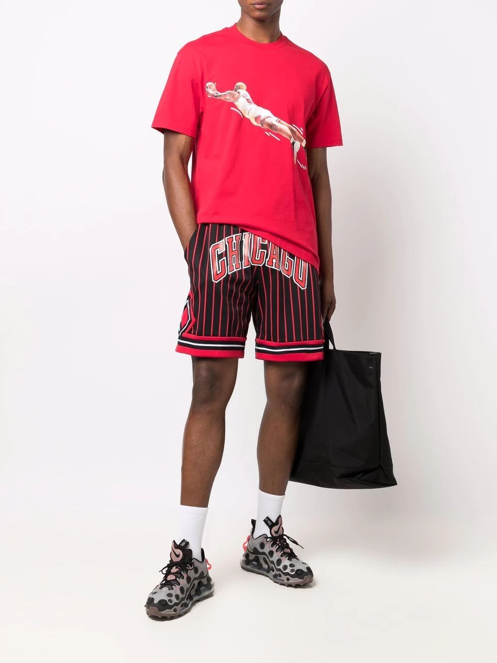 slogan-print cotton track shorts - 2