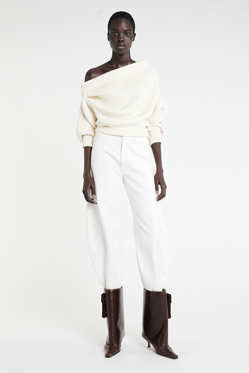 HEAVY RIB SWEATER WITH BUTTONS IVORY 1