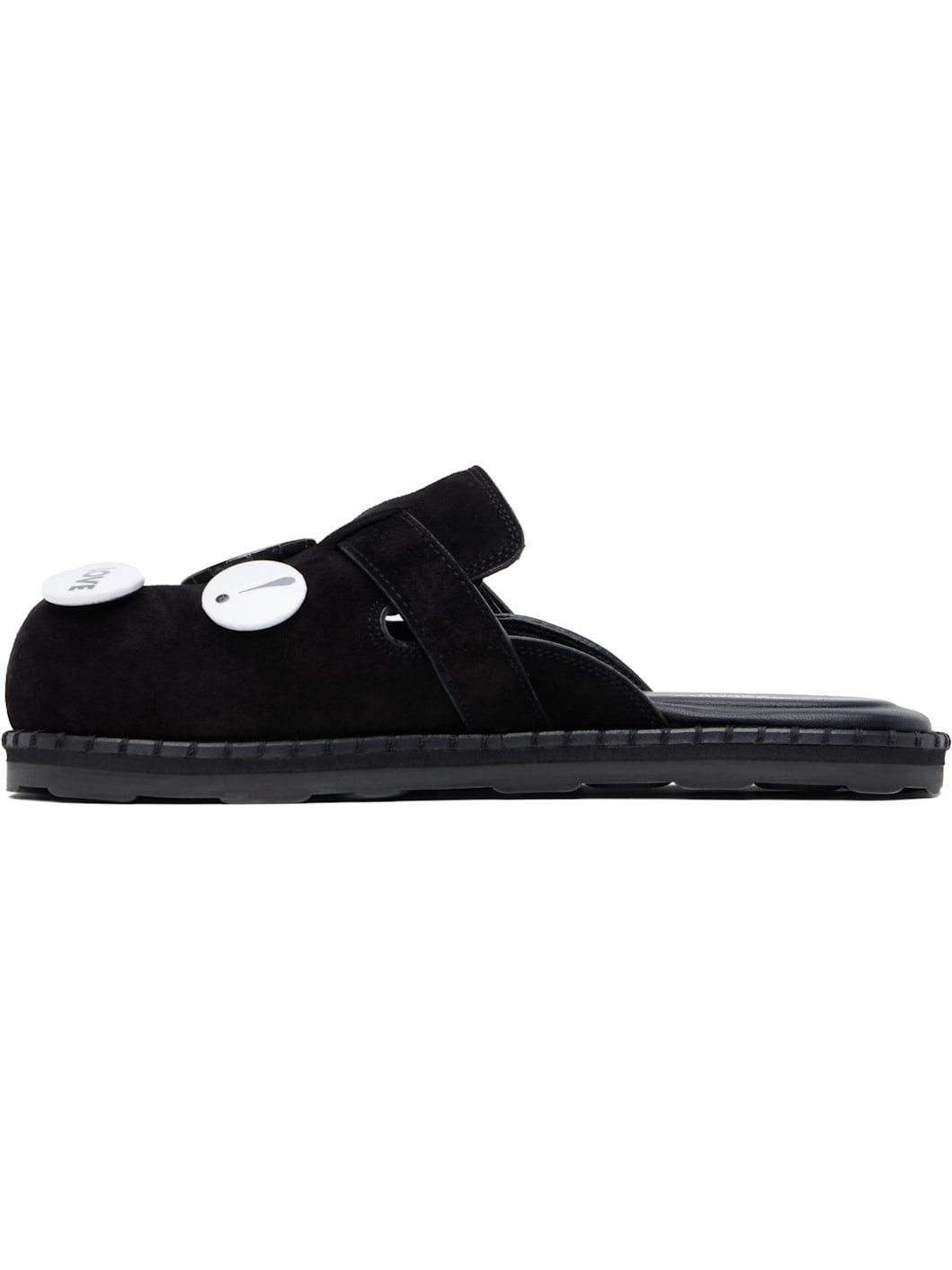 Black Cow Suede Sporty Mules - 3
