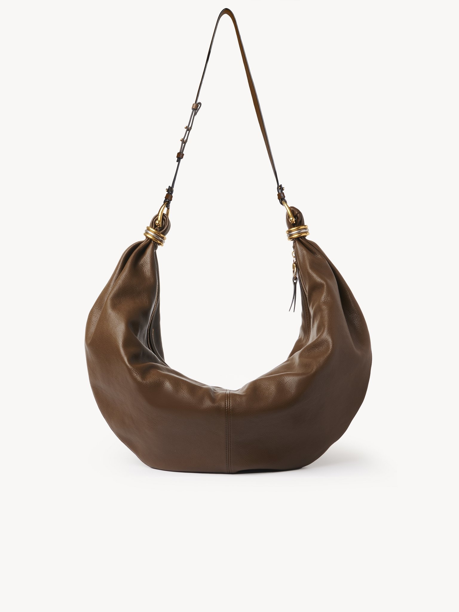 LARGE BRACELET HOBO BAG IN GRAINED LEATHER - 5