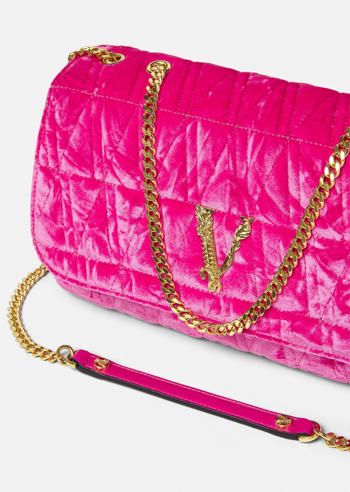 VERSACE - Rhinestones Detail Satin Shoulder Bag