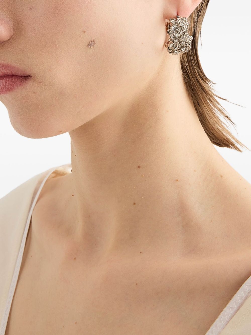 zircon-embellished hoop earrings - 2