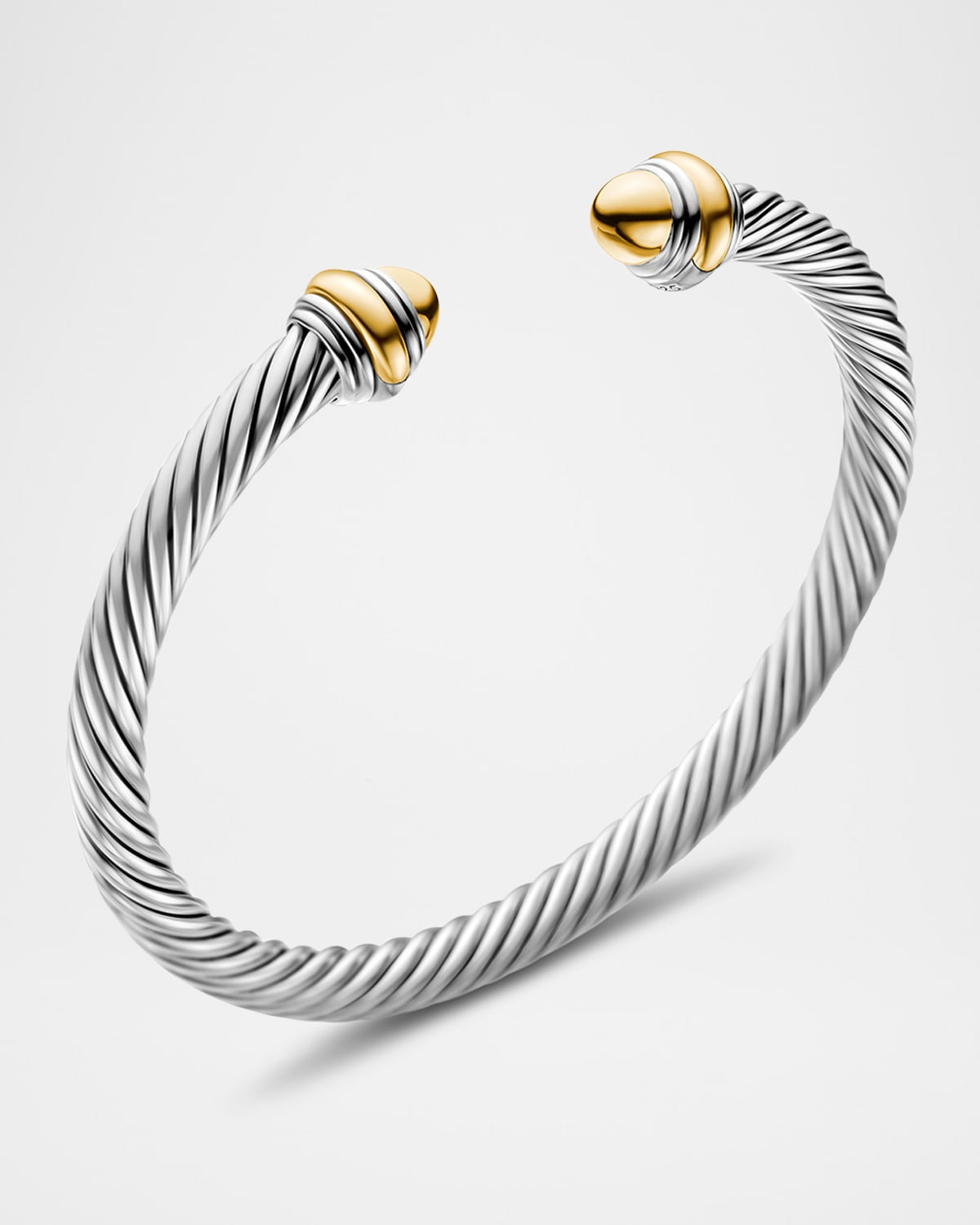 Cable Bracelet with Gemstone in Silver with 14K Gold, 5mm - 3