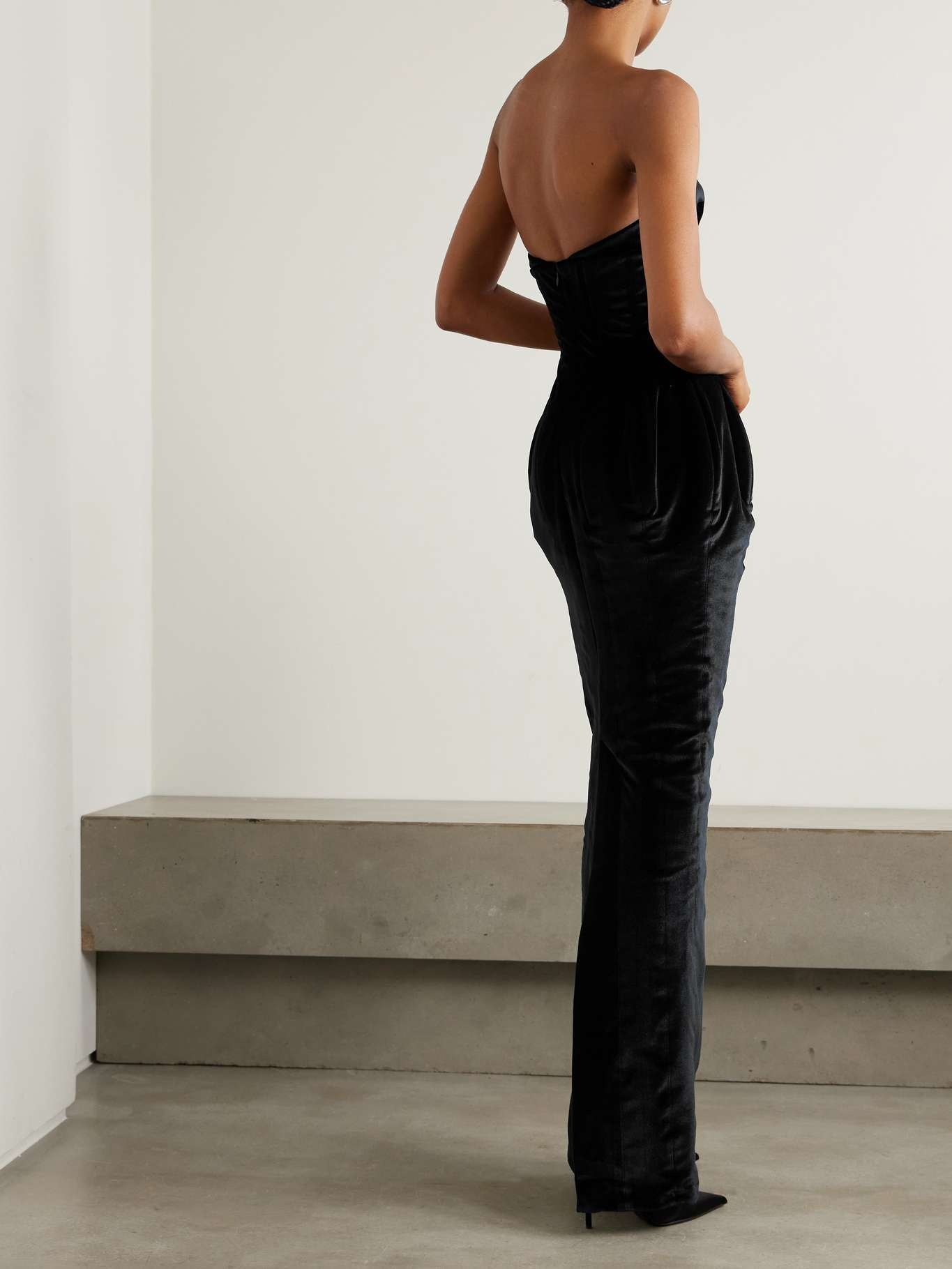 Strapless velvet gown Black - 3