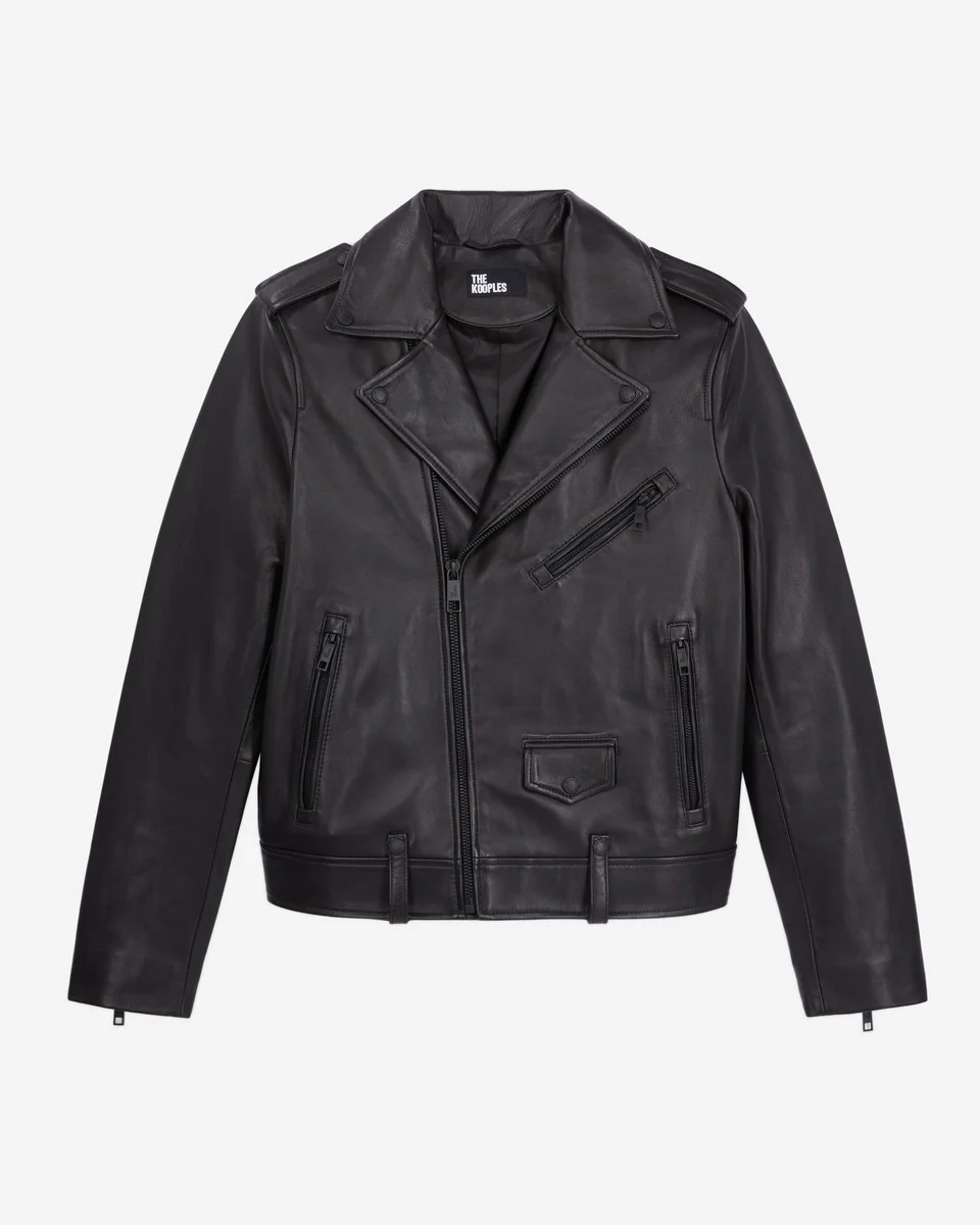 BLACK LEATHER BIKER JACKET - 1