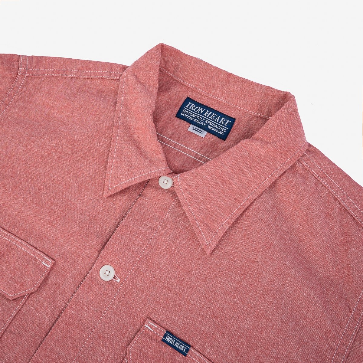 IHSH-388-RED 4oz Selvedge Short Sleeved Summer Shirt - Red - 7