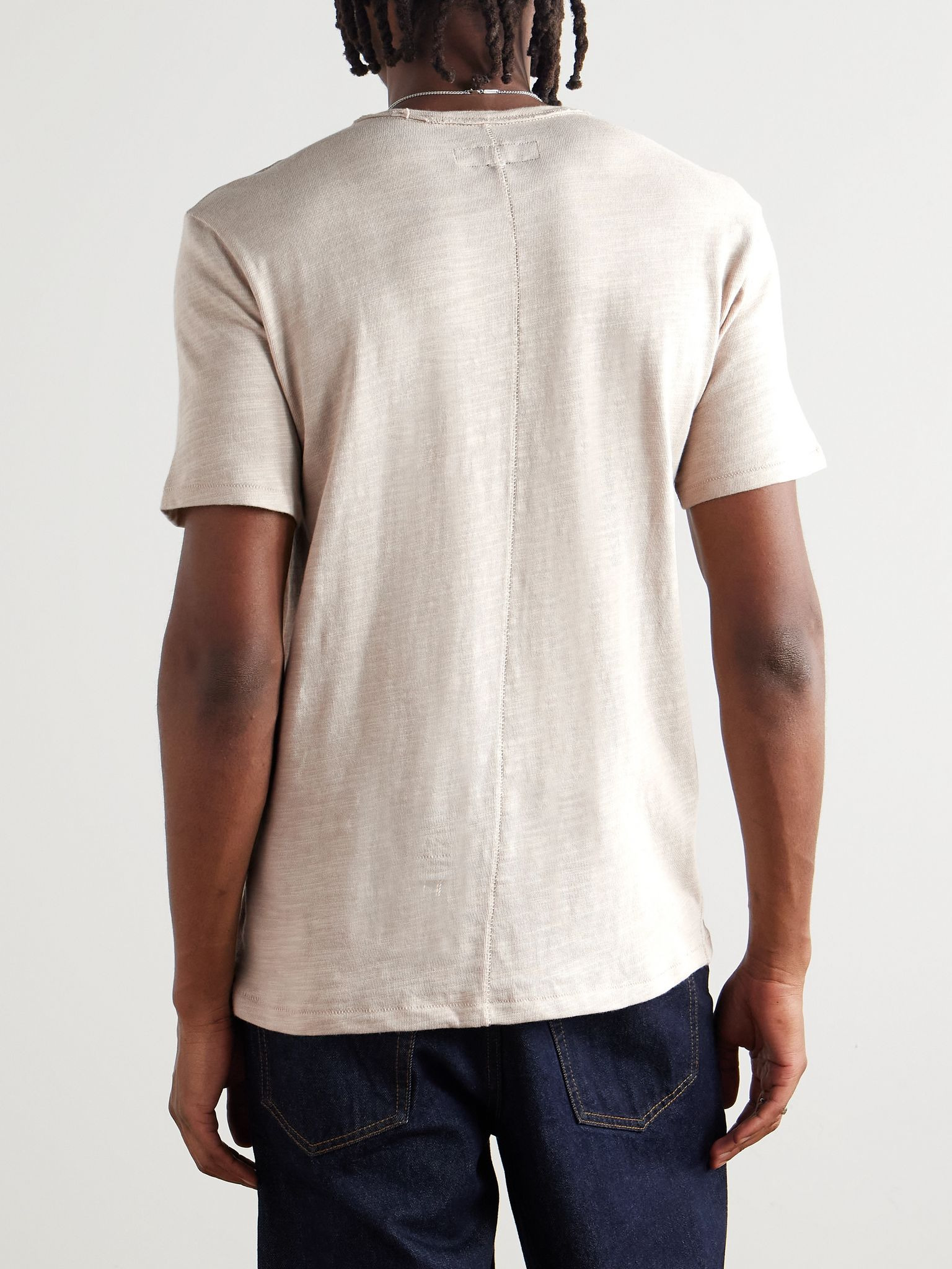 Flame Cotton-Jersey T-Shirt Beige - 4