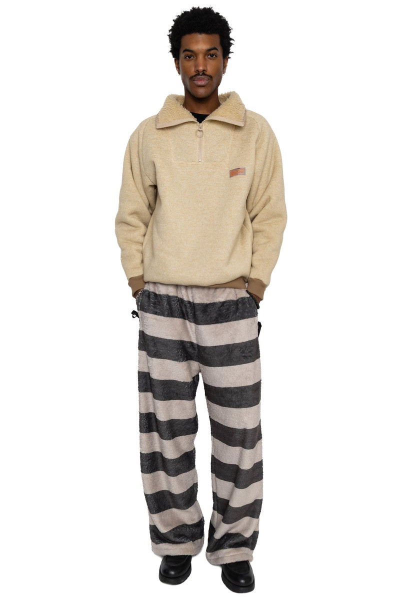 Kapital PRISON Stripe Fleece EASY Straight Pants - Black x Ecru outlook