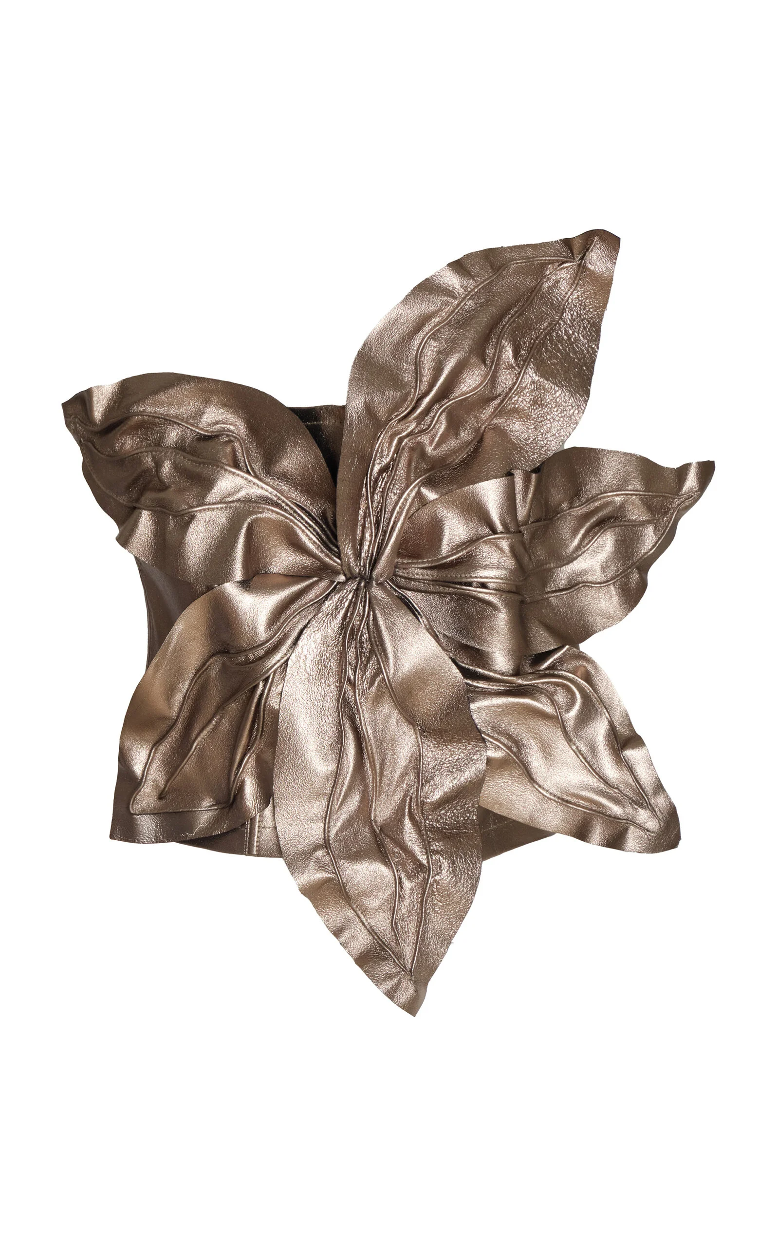 Rumbo Sereno Embellished Leather Top gold - 1