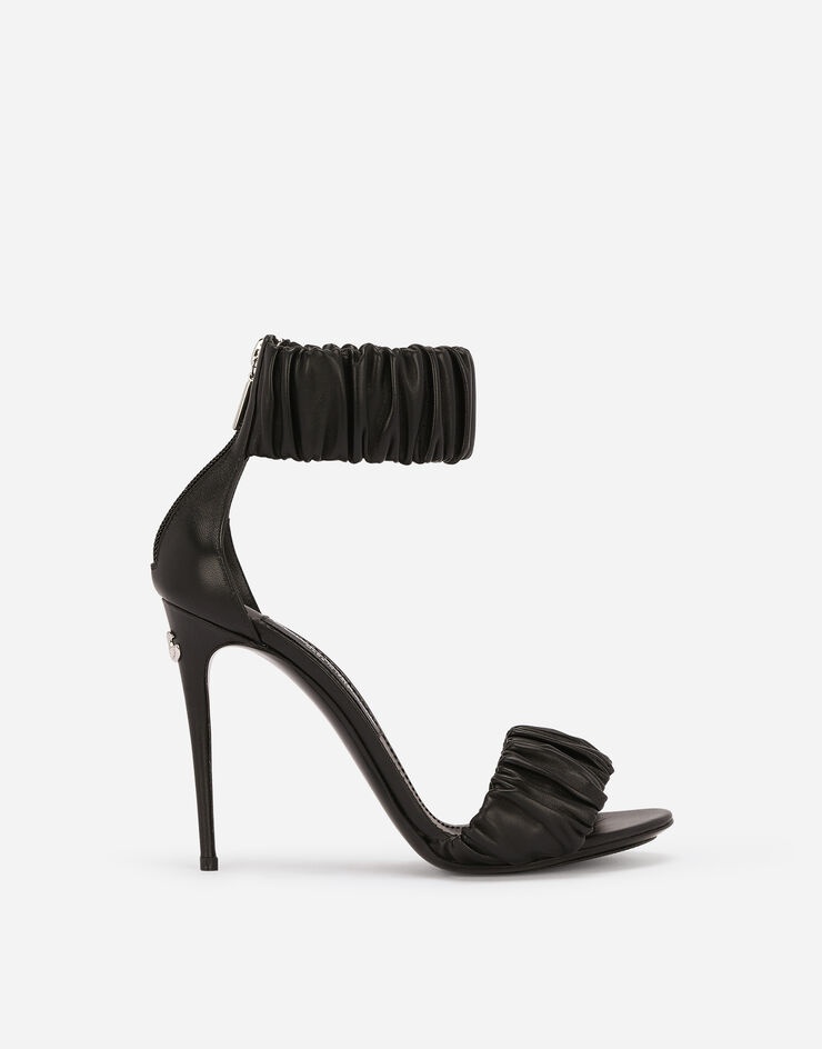 Gathered nappa leather sandals - 1