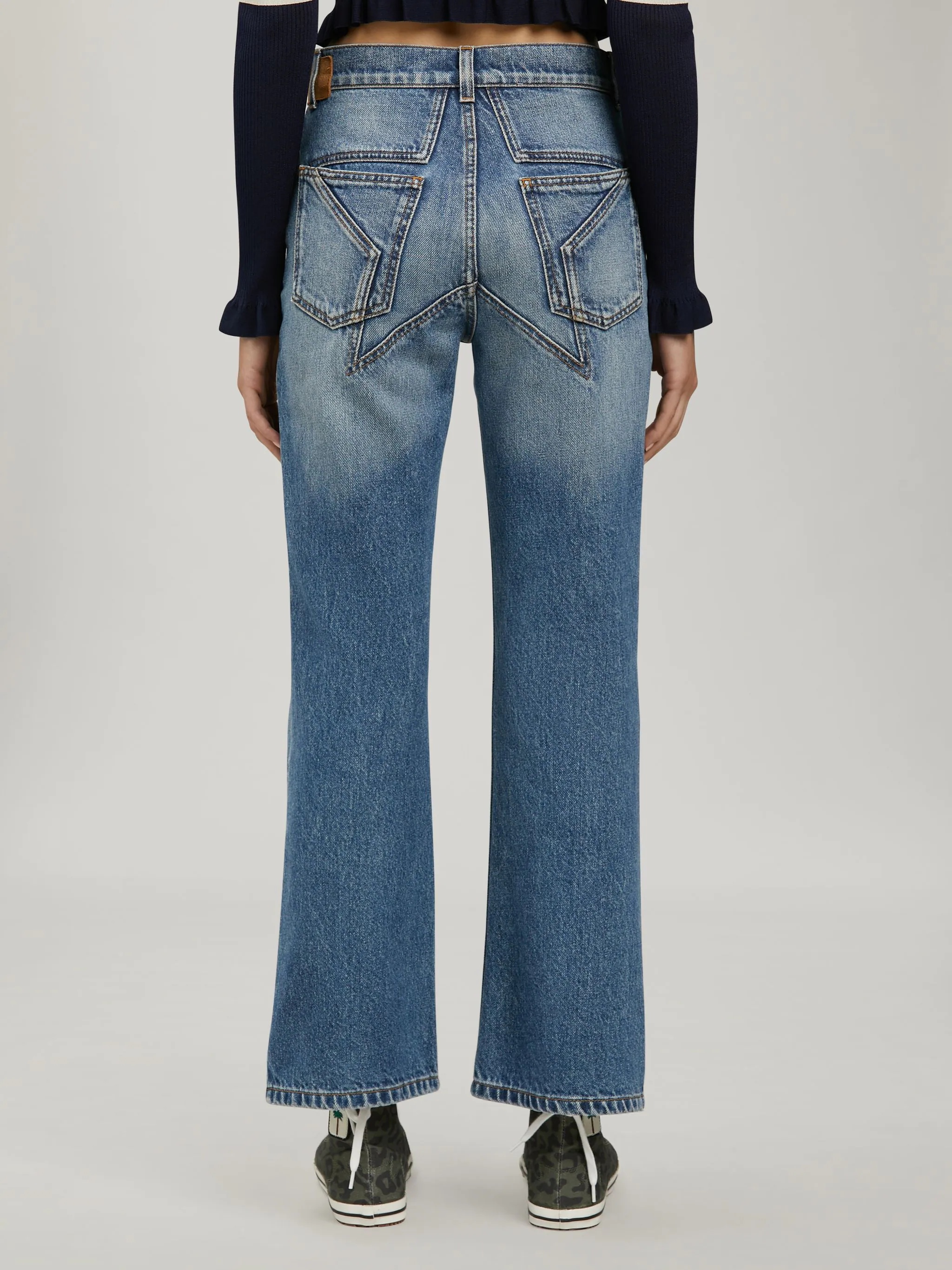 STAR FLARE DENIM PANTS - 5
