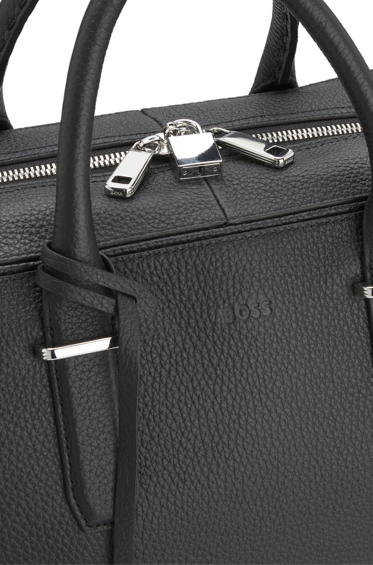 GRAINED LEATHER HOLDALL WITH LOGO KEYHOLDER - 7