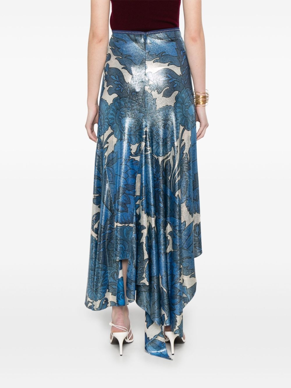 floral-print asymmetric skirt - 4