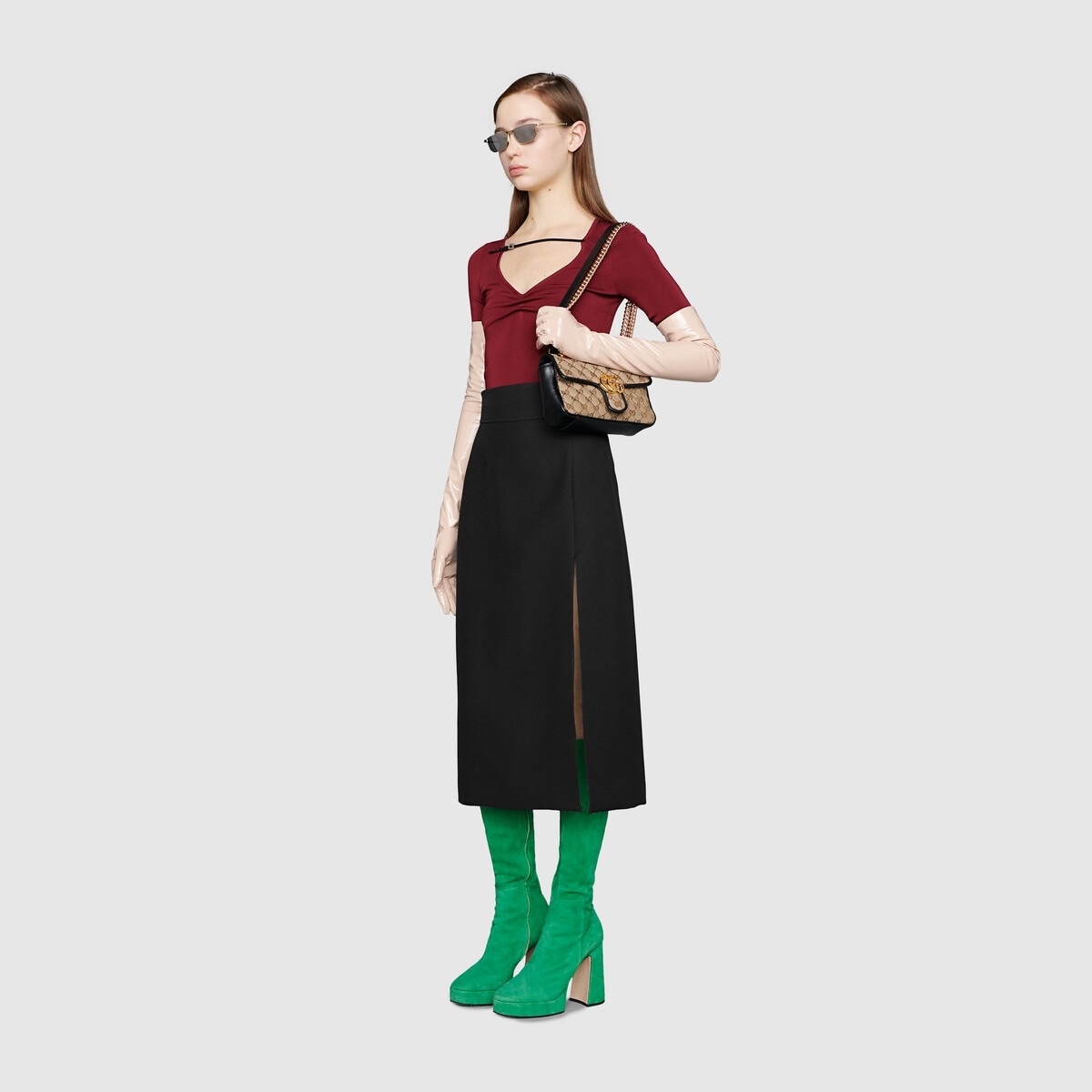 Wool silk skirt with slit - 2