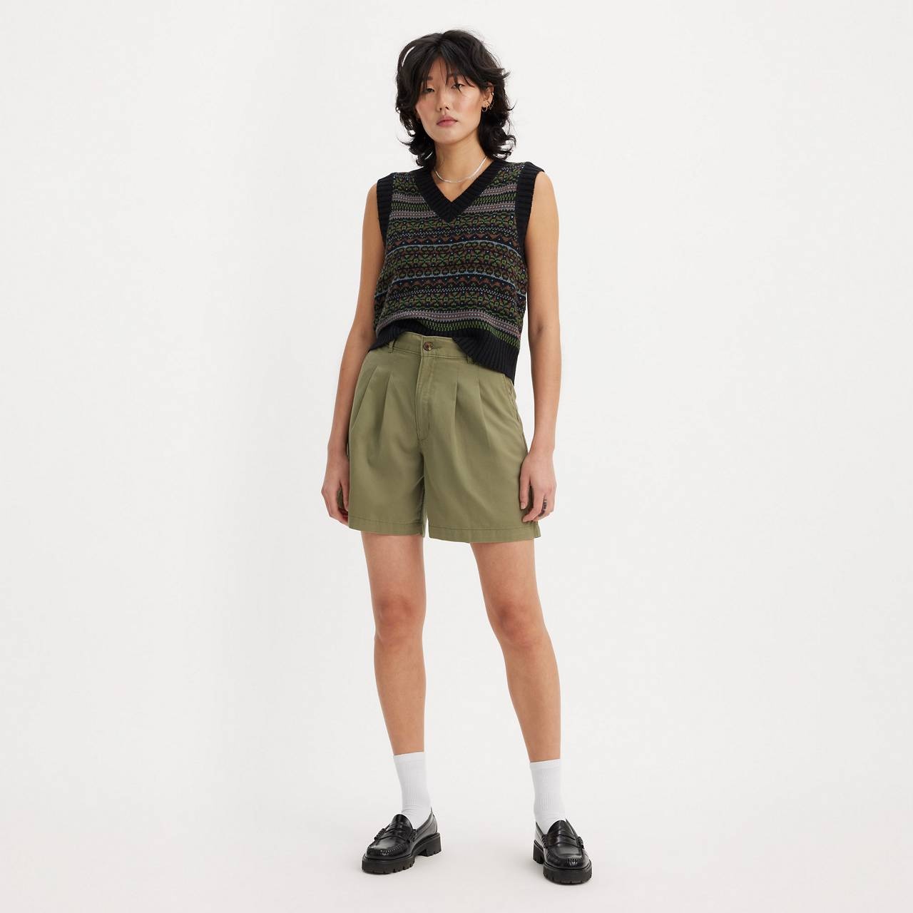 PLEATED WOMEN'S TROUSER SHORTS - 2