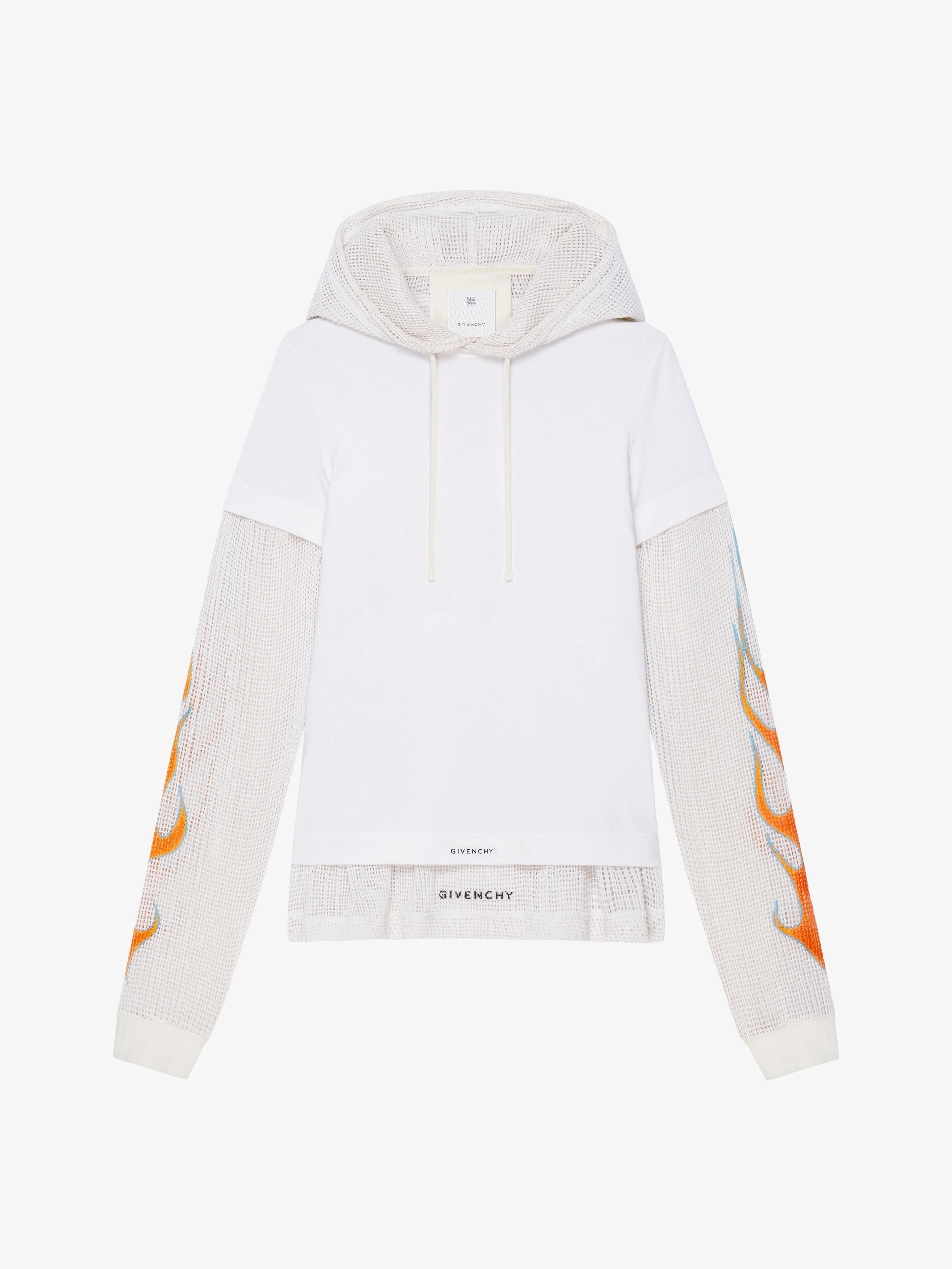 OVERLAPPED HOODED T-SHIRT IN COTTON AND MESH - 1