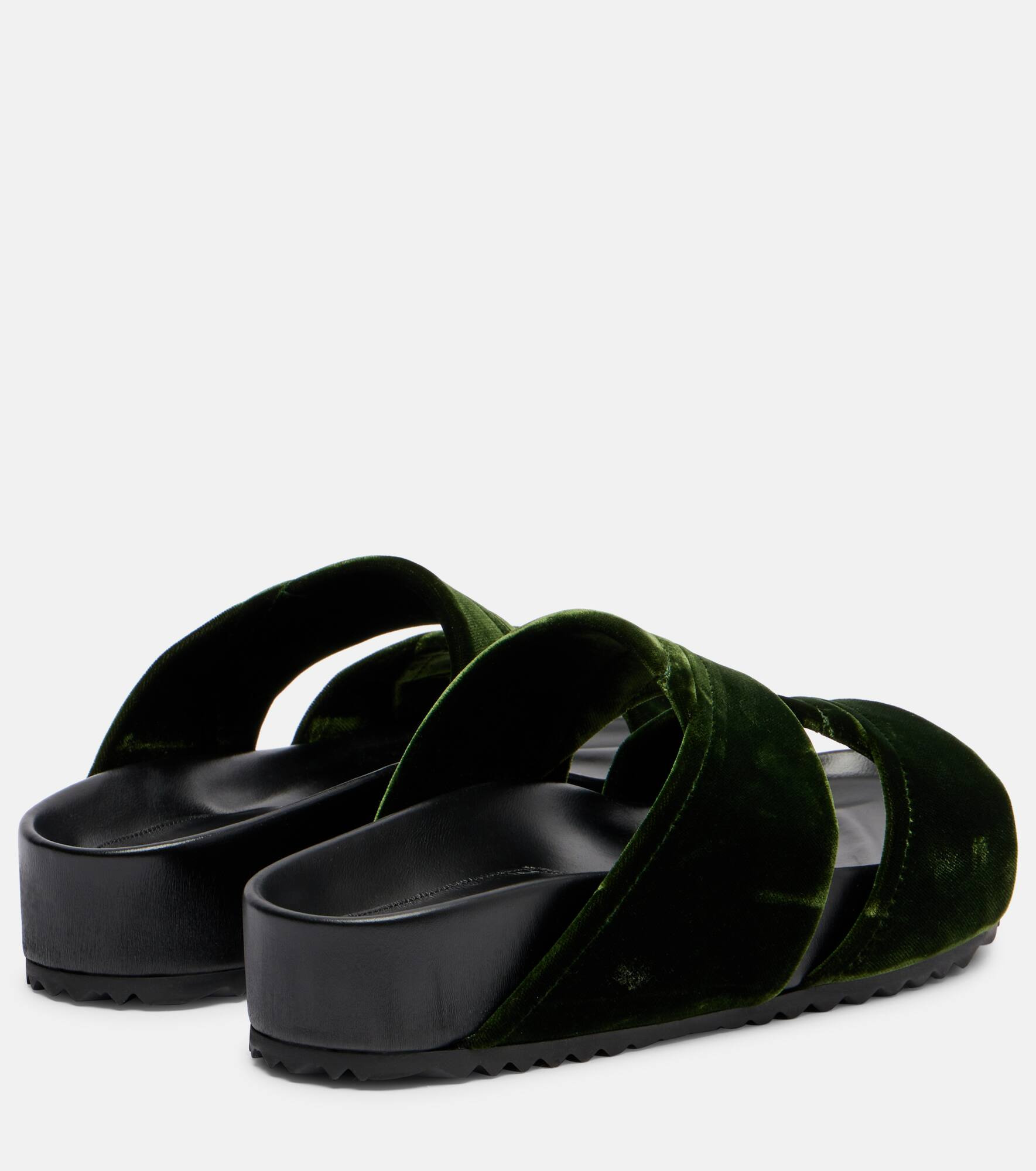 Leather-trimmed velvet slides - 2