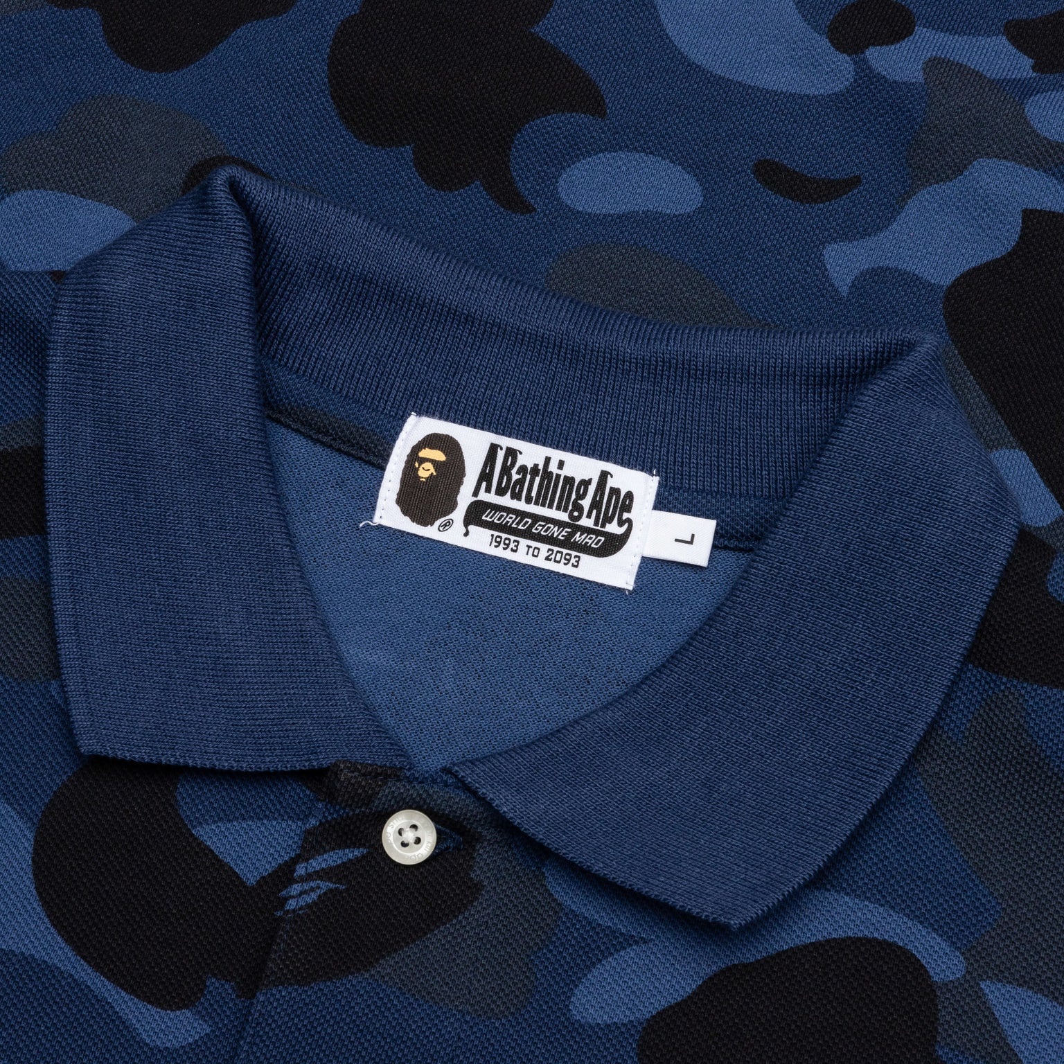 COLOR CAMO LARGE APE HEAD RELAXED FIT POLO SHIRT - NAVY - 3