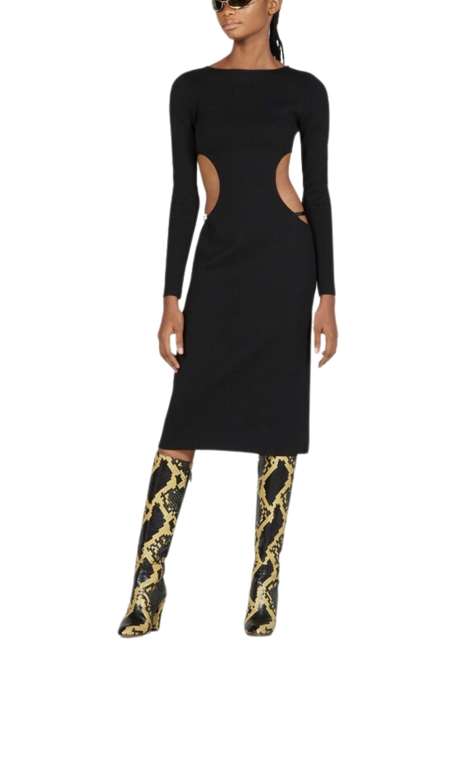 Crystal G Cutout Dress in Black - 2
