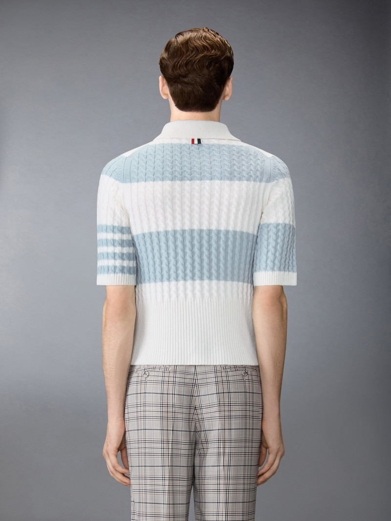 CASHMERE BABY CABLE STITCH 4-BAR RUGBY STRIPE POLO 3