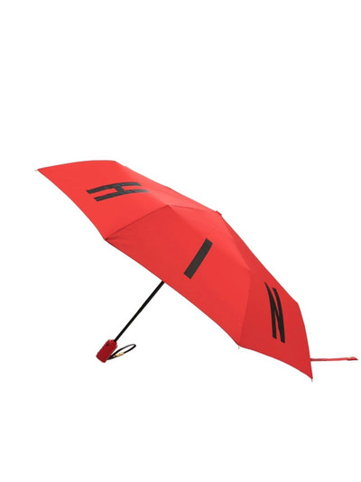 Moschino logo-print panelled umbrella outlook