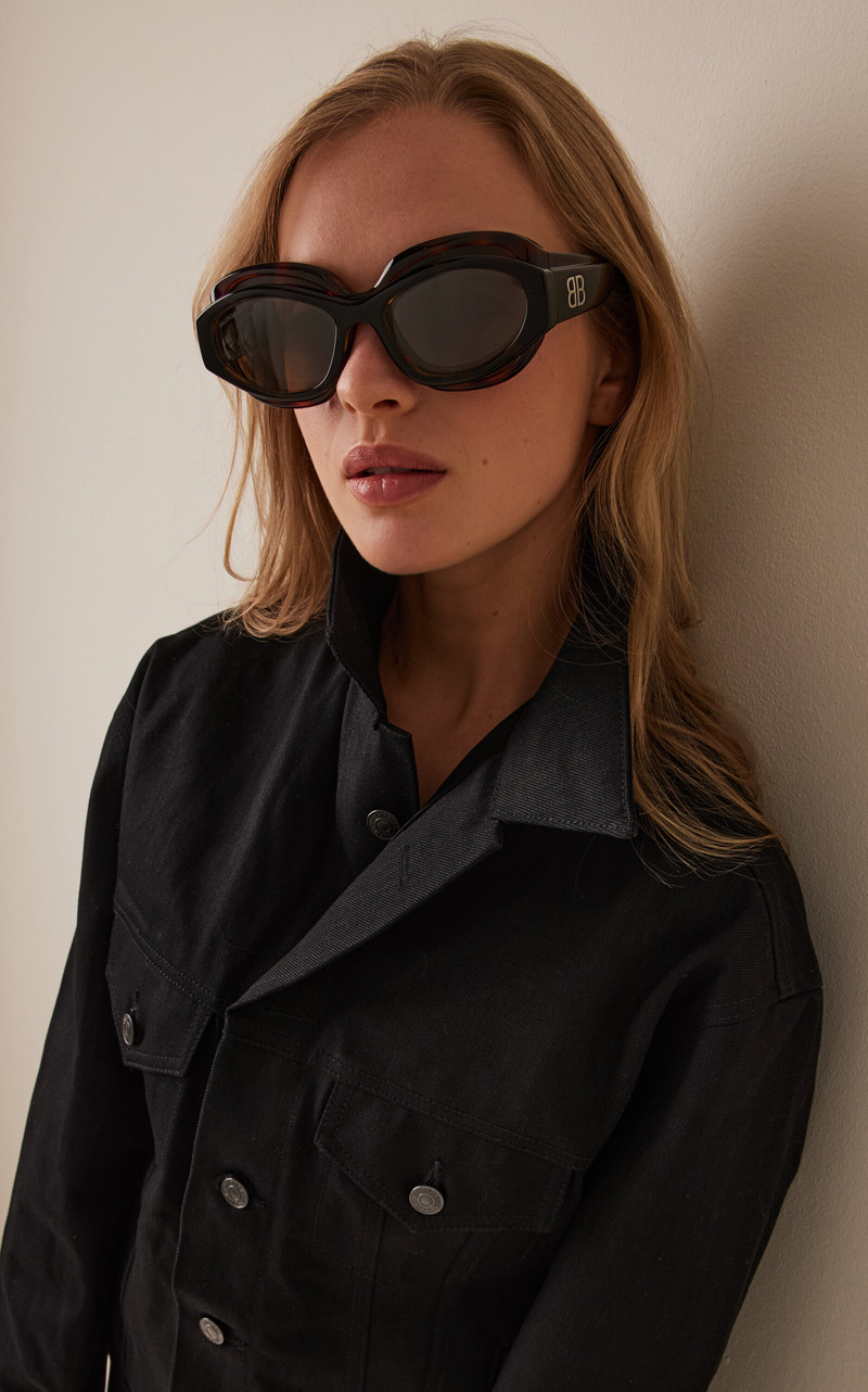 BALENCIAGA Superbusy Cat-Eye Acetate Sunglasses brown outlook