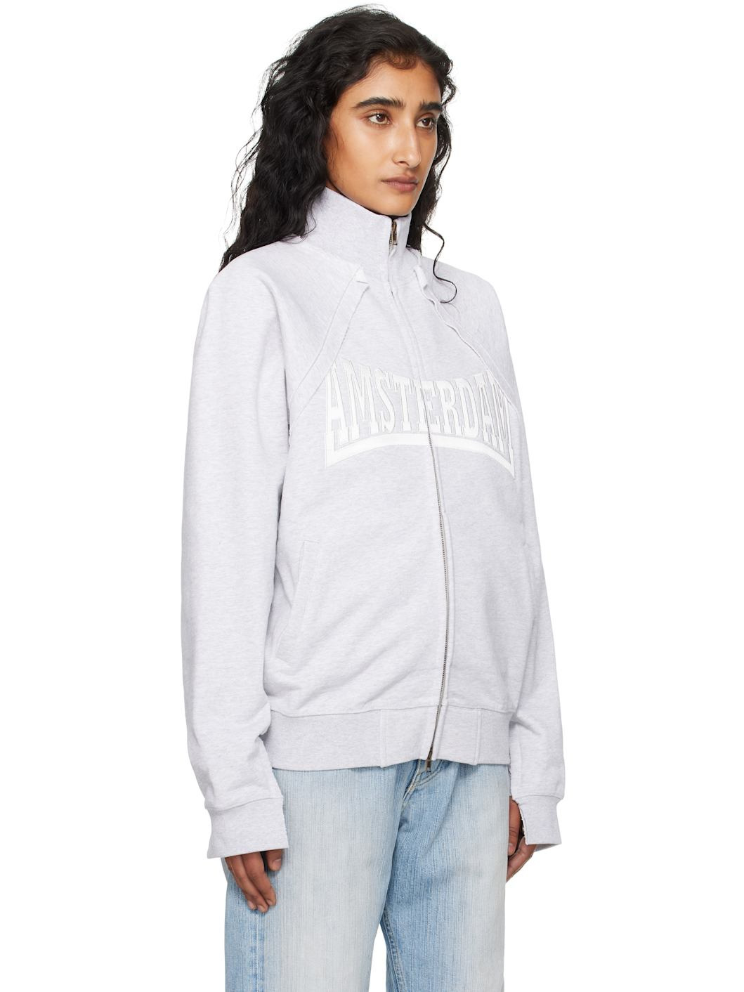 Gray Patched Zip-Up Jacket - 2