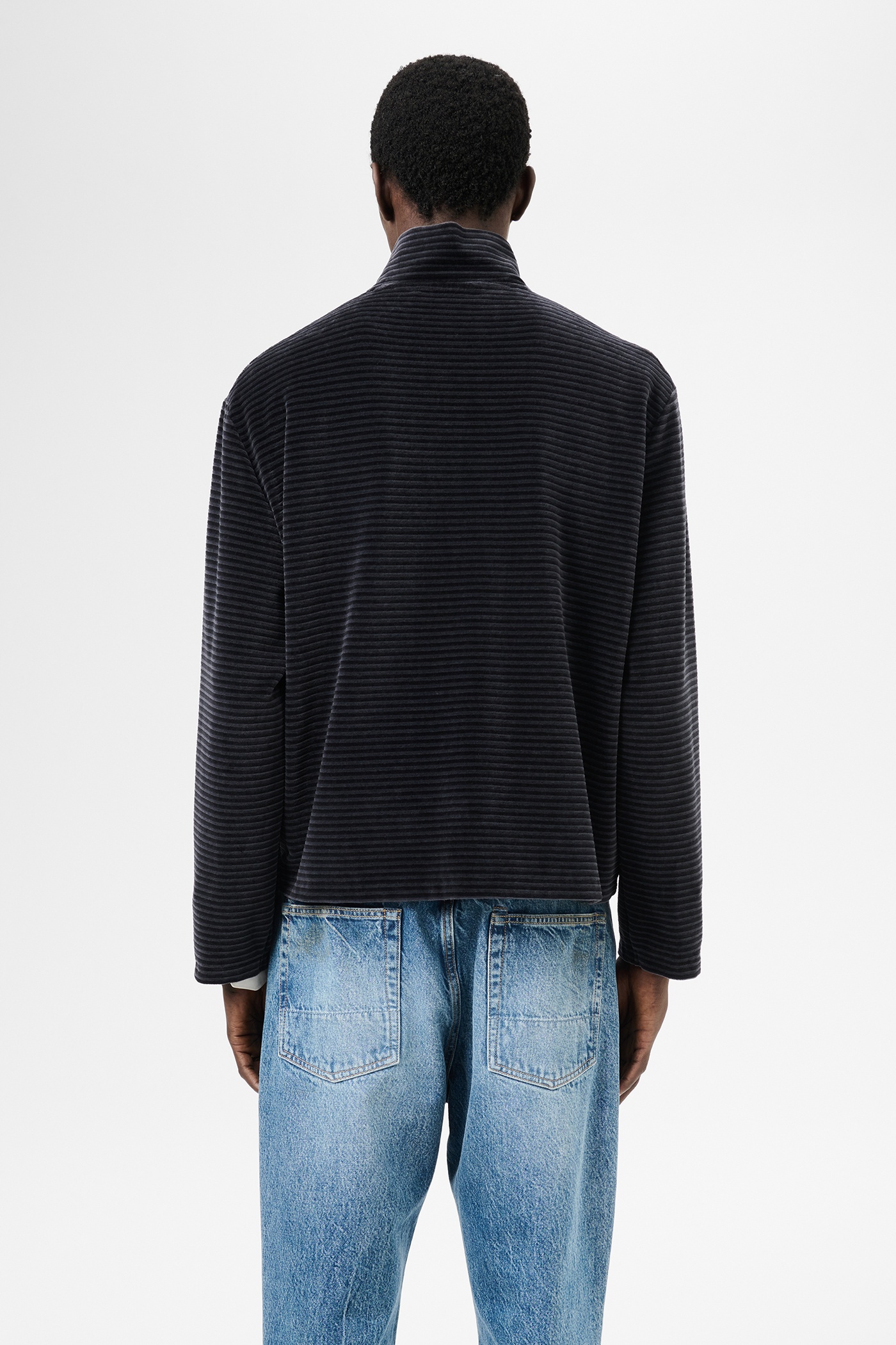 Shrunken Fullzip Polo Phantom Stripe Velour - 6