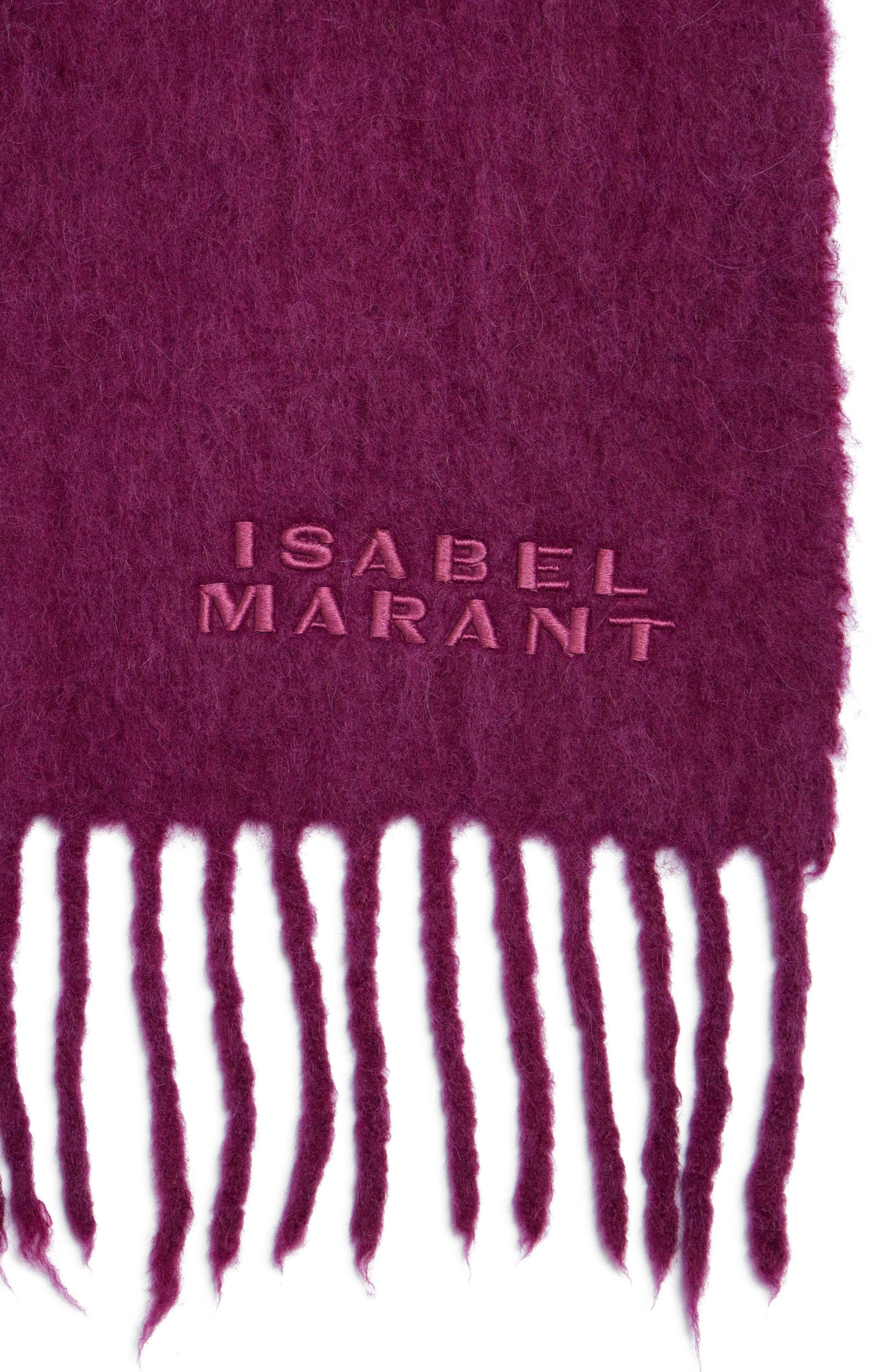 Isabel Marant Firna Logo Embroidered Fringe Scarf in Plum at Nordstrom - 4