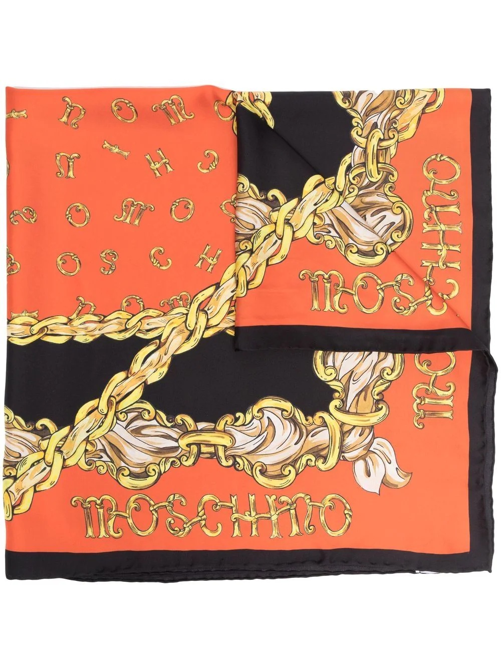 baroque-print silk scarf - 1