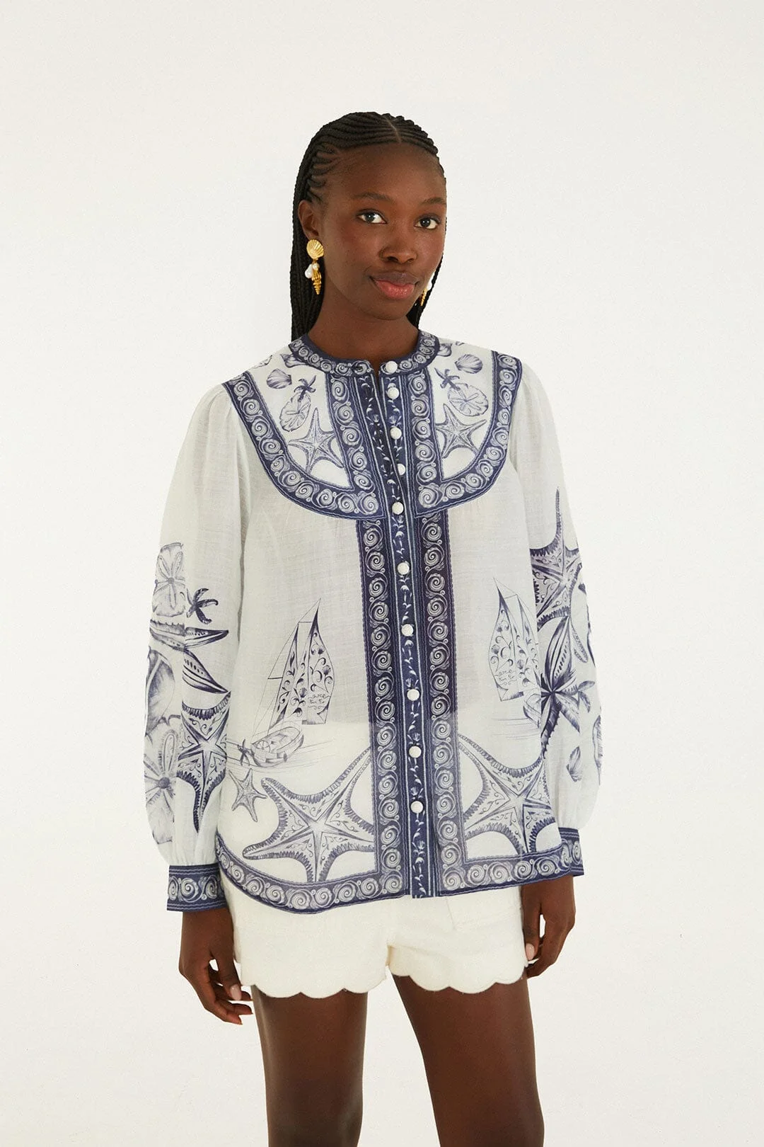 Off-White Coast Scarf Long Sleeve Blouse - 1
