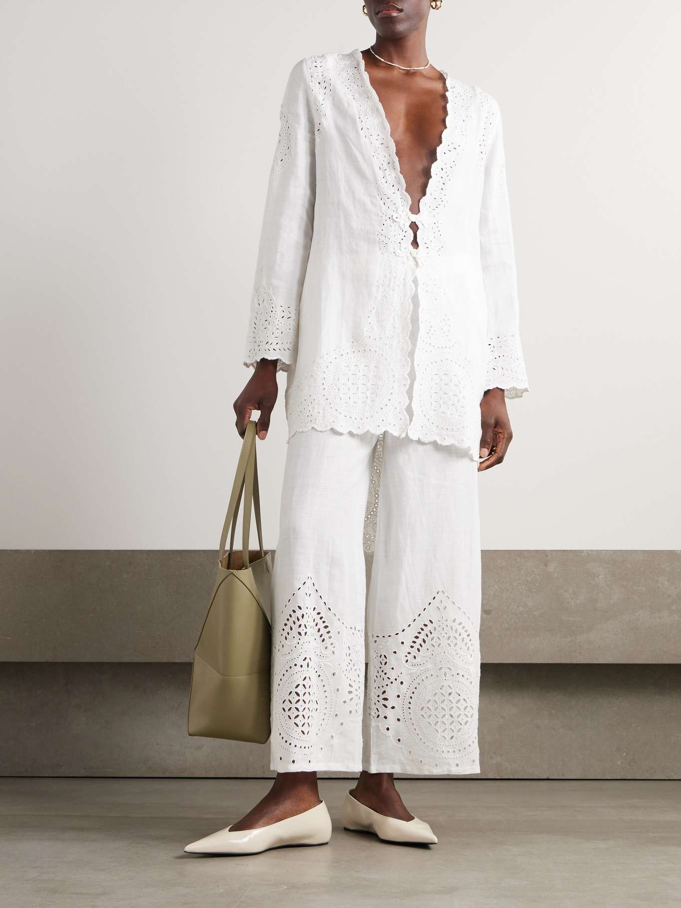 Belvoir broderie anglaise linen top White - 2