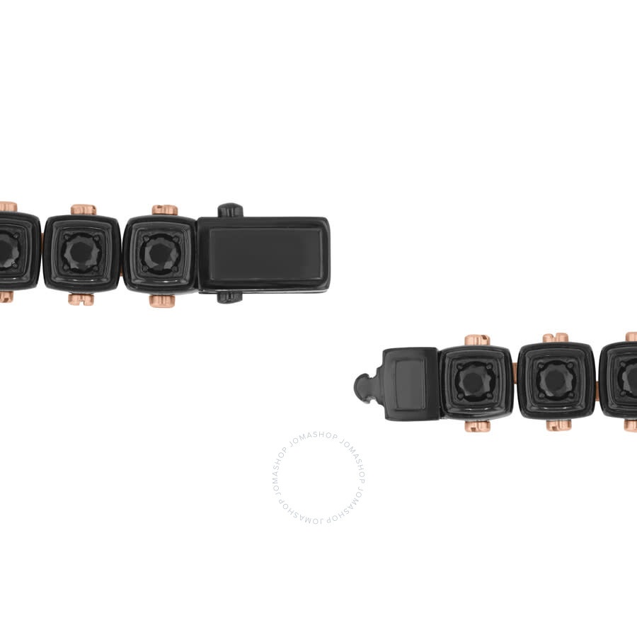 Robert Alton - Robert Alton Stainless Steel Black Spinel Black & Rose Finish Cube Design Bracelet - 3