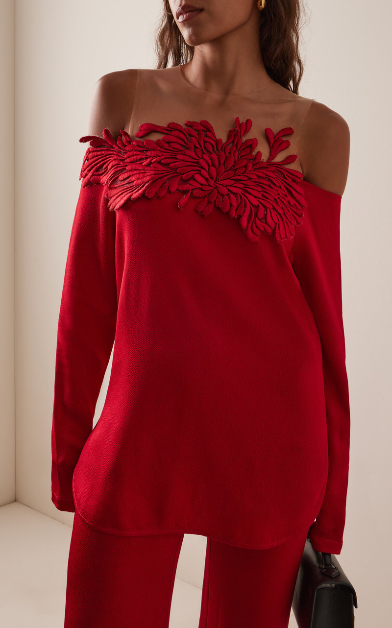 SILVIA TCHERASSI Belinda Satin Top red outlook