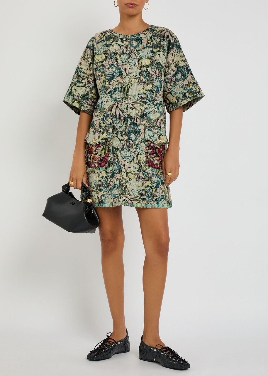 Ganni Tapestry Patterned-jacquard Woven Mini Kimono Dress - 4