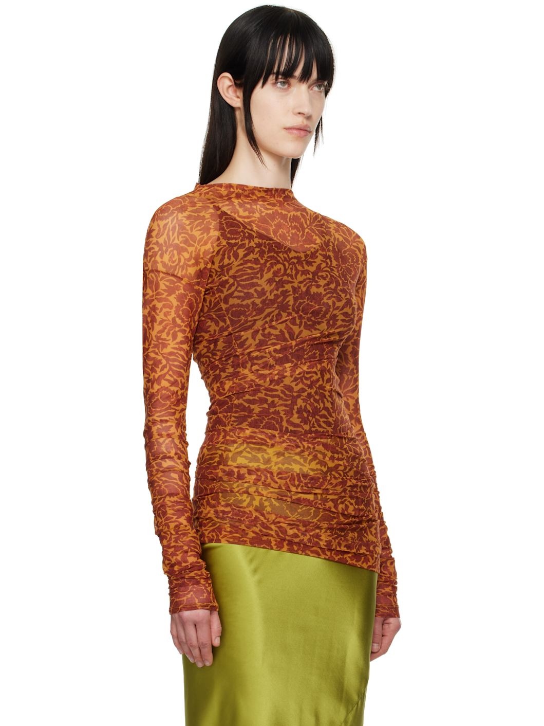 Orange Printed Long Sleeve T-shirt - 2
