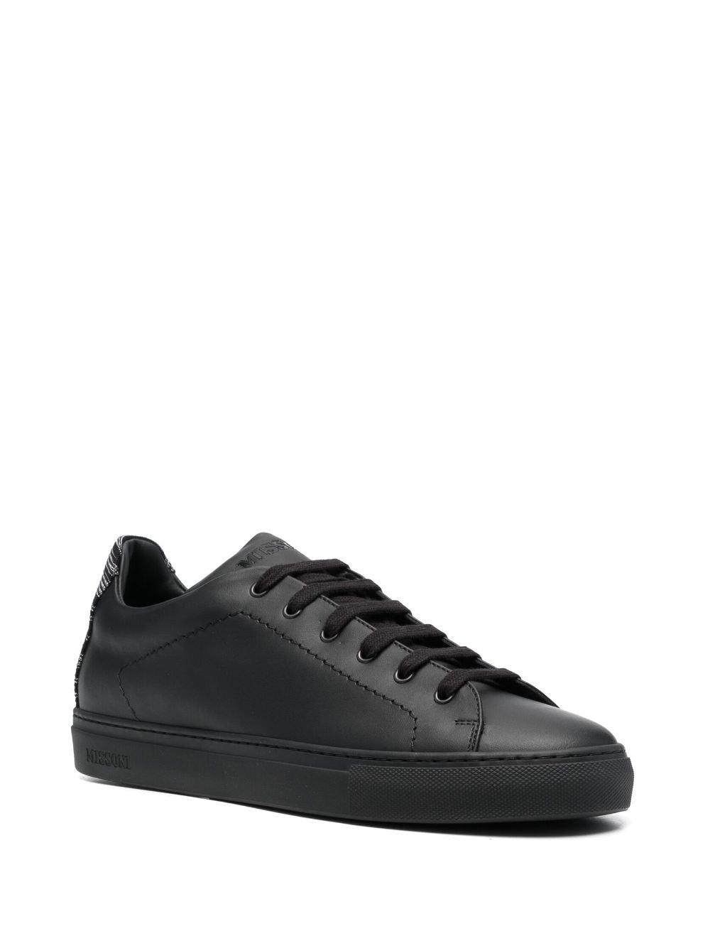 woven-heel counter leather sneakers - 2