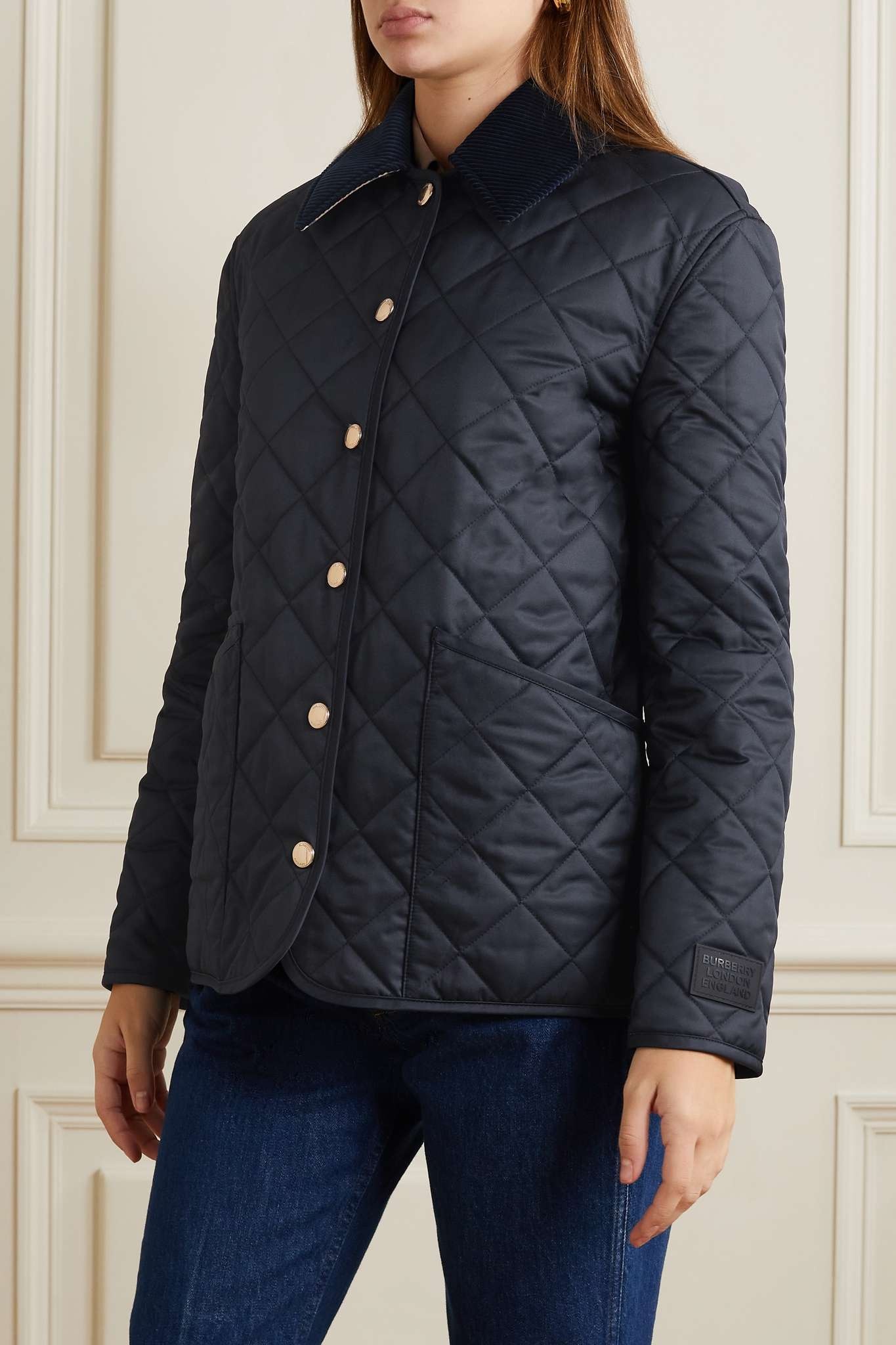 Burberry Reversible corduroy-trimmed quilted shell and checked cotton jacket  | netaporter | REVERSIBLE