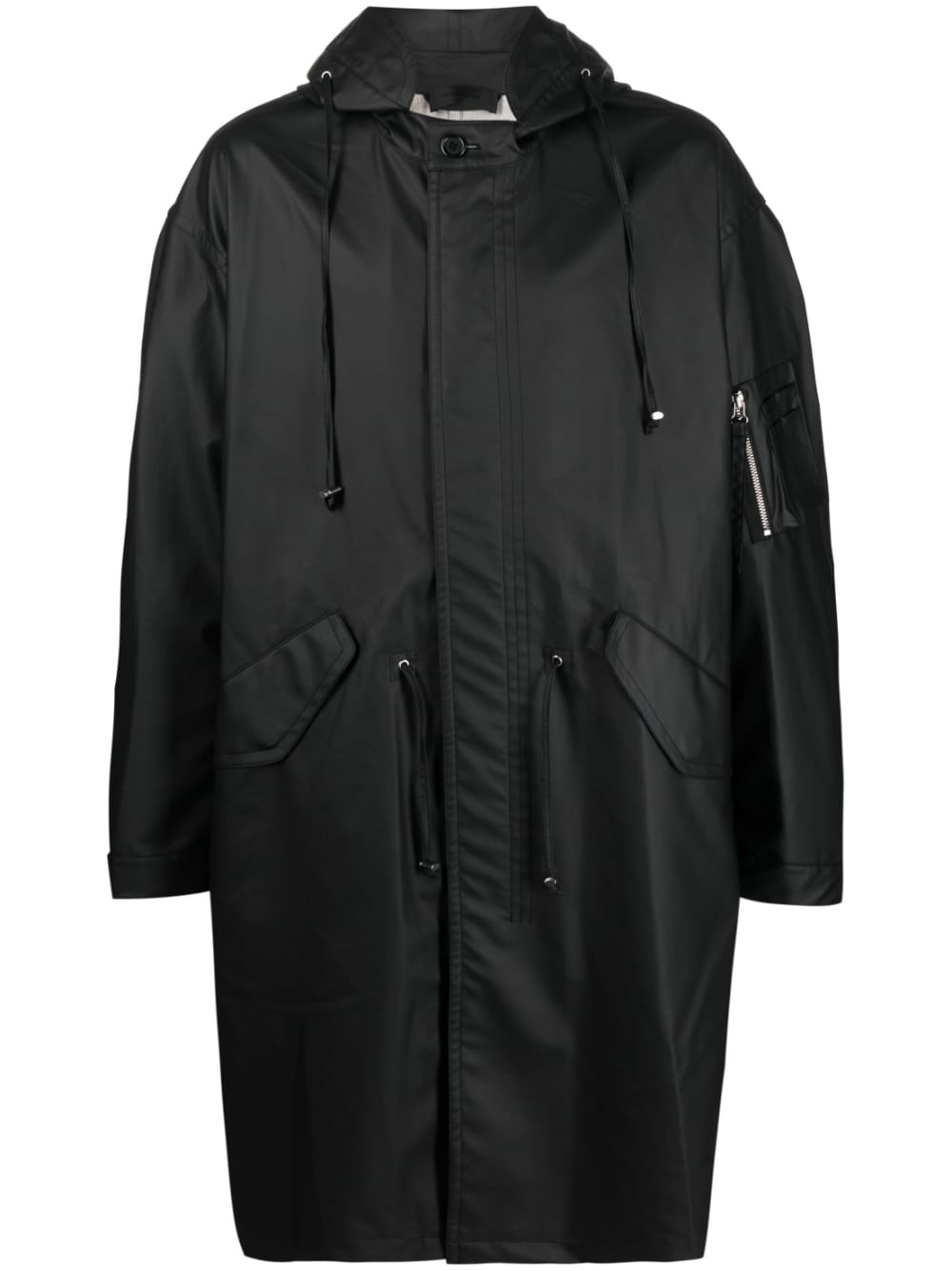 logo-print drawstring parka - 1